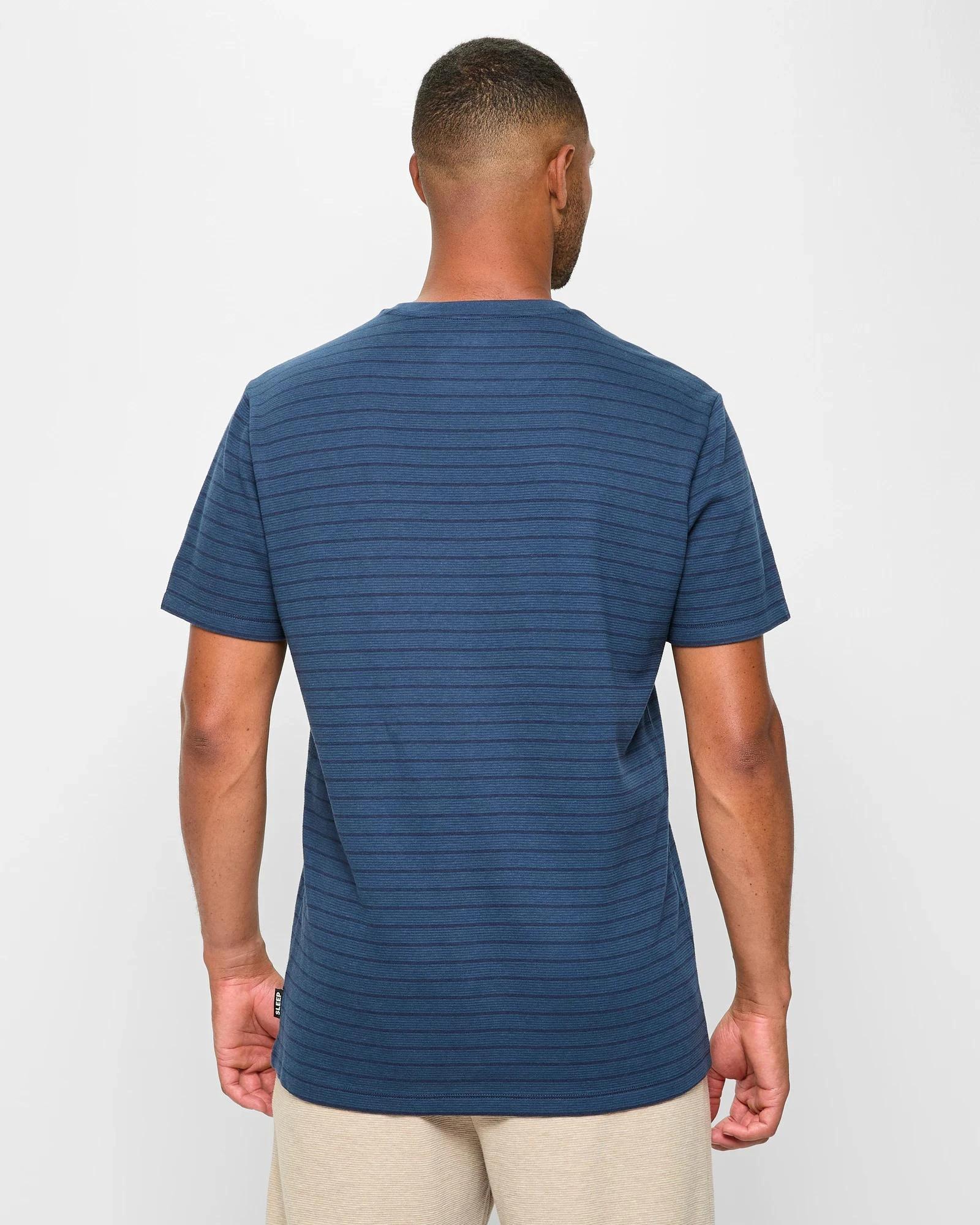 4 Maxx Australian Cotton Blend Textured Sleep T-Shirt NAVY STRIPE, 4 of 5