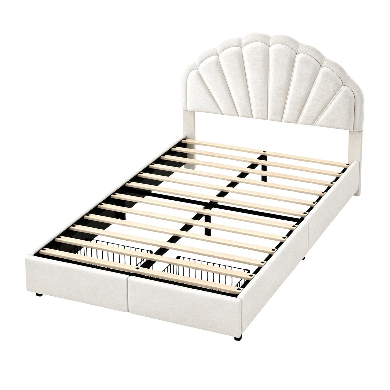 3 Ausway Wooden Queen Bed Frame Mattress Base with Upholstered Fabric Headboard & Under-Bed Storage Drawers, 3 of 6