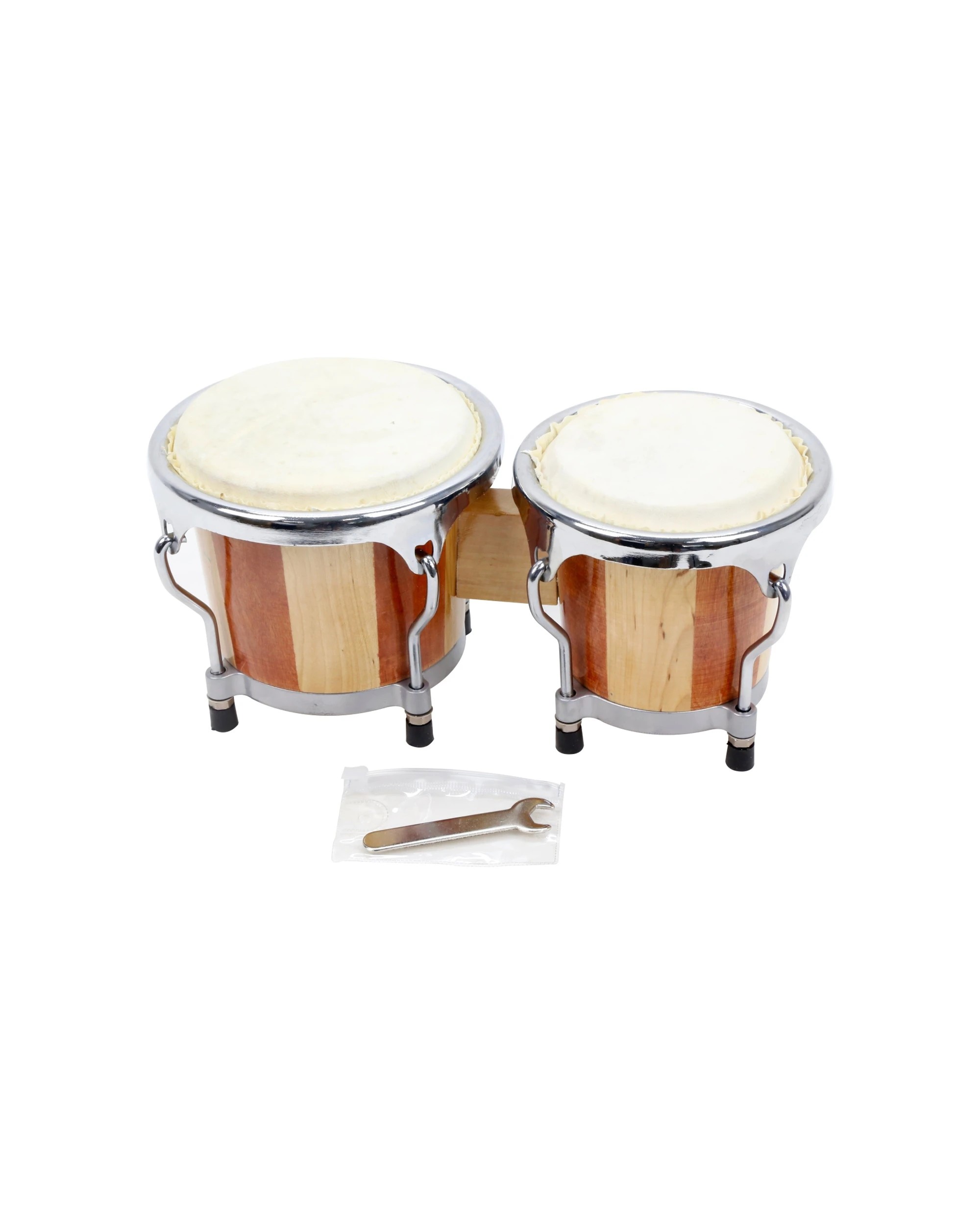 1 Vivaio Mini Bongo Drums Wooden Shells Natural Skin Heads Musical Toy - Brown, 1 of 1