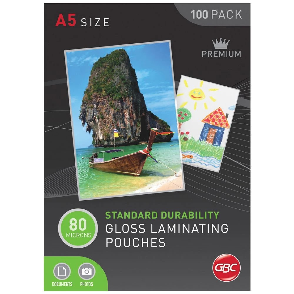 1 GBC A5 Laminating Pouches 80 Micron Gloss 100 Pack, 1 of 1