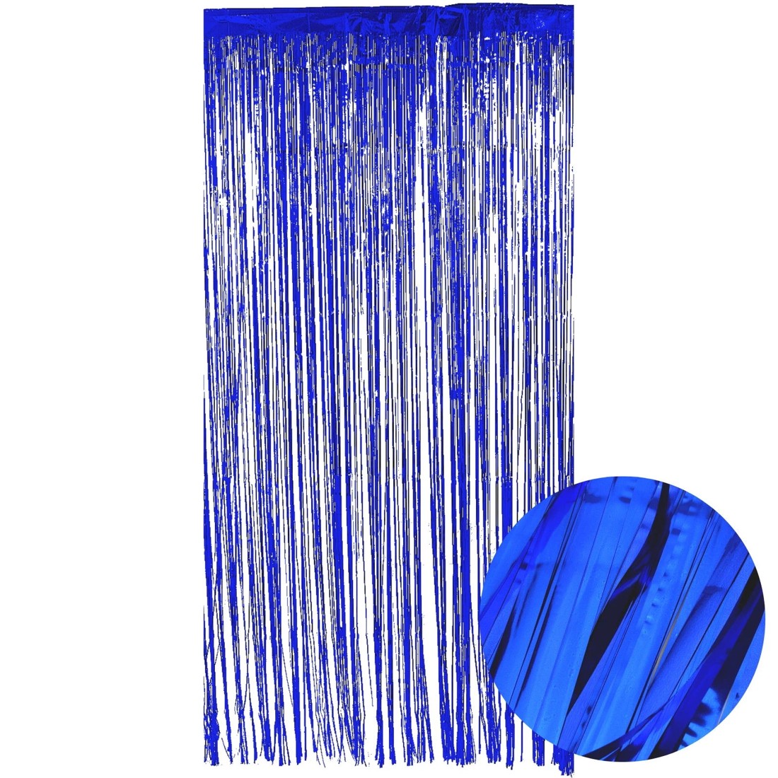 1 Party Maker Metallic Blue Foil Backdrop Curtain 100cm x 200cm, 1 of 1