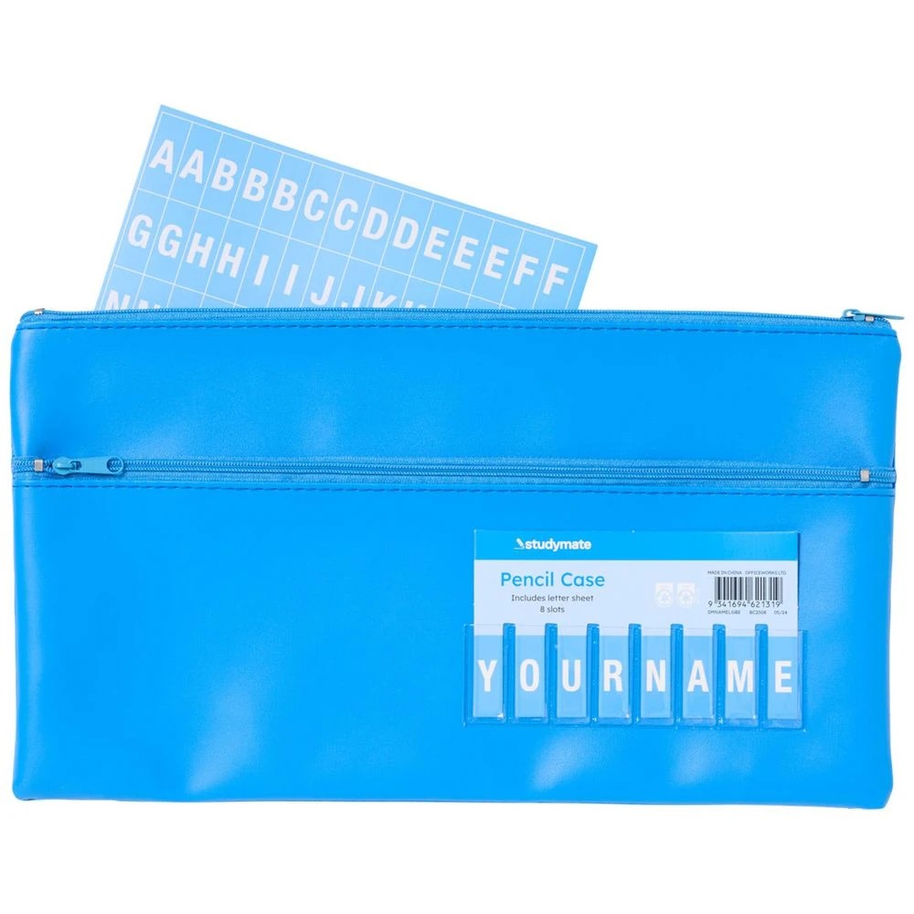 2 Studymate Twin Zip Name Pencil Case Large Blue, 2 of 6