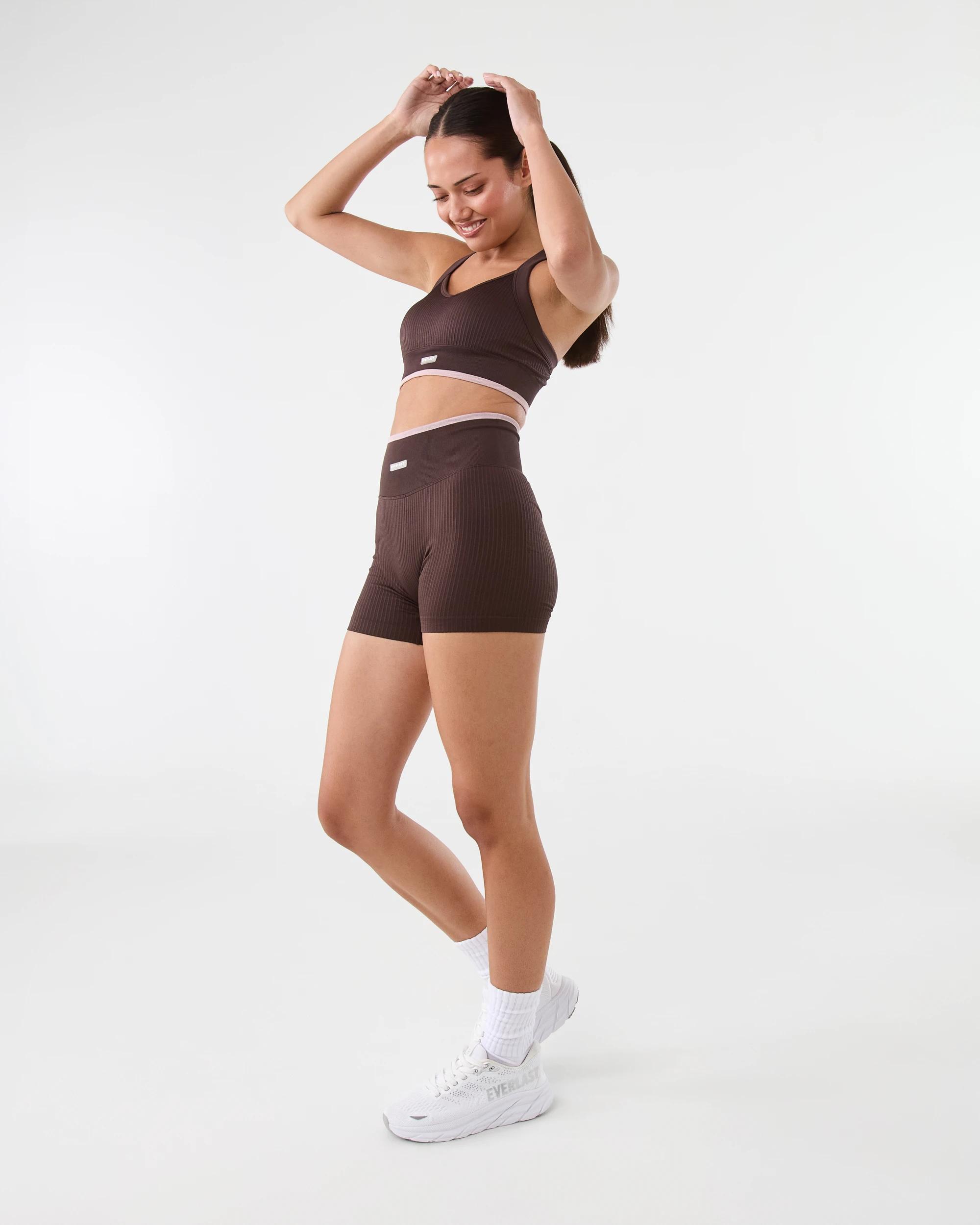 3 Everlast Womens Cross Back Seam Free Crop Top Coffee, 3 of 9