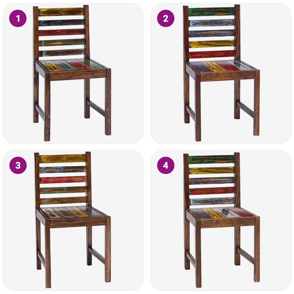 3 Vidaxl Dining Chairs 2 Pcs Solid Reclaimed Wood - Multi, 3 of 10