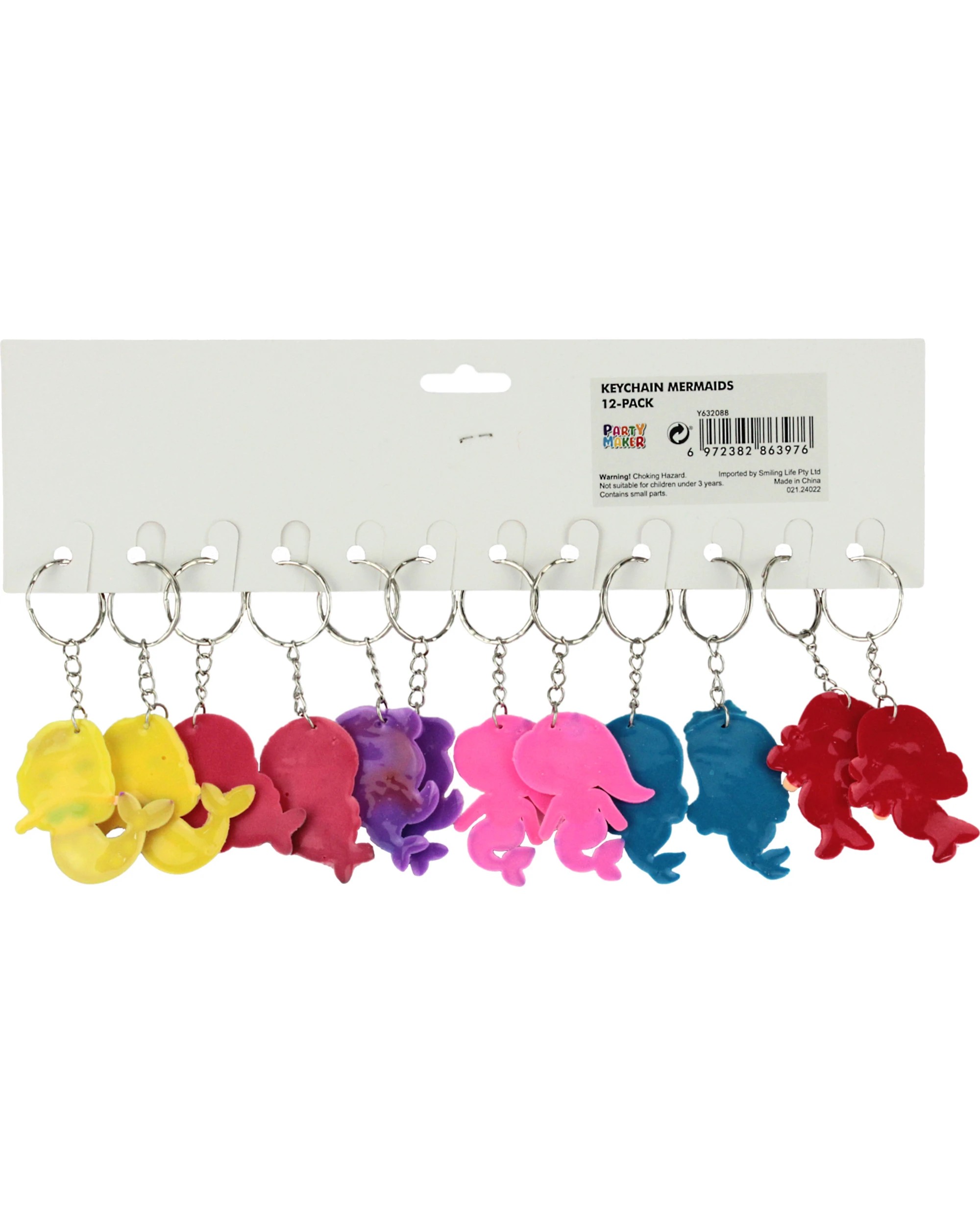 3 Partyrama Mermaid Princess Keyrings Pack of 12, 3 of 3