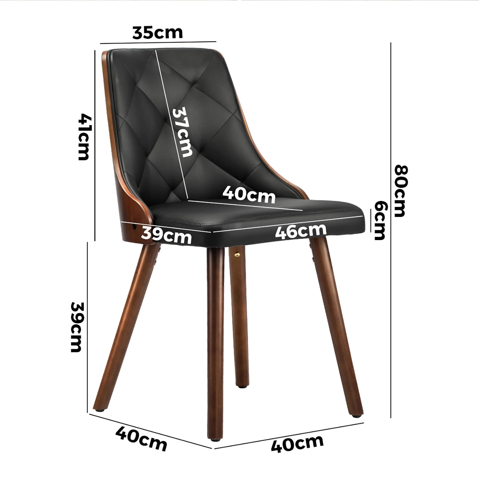9 Oikiture 4x Dining Chairs Wooden Chair Kitchen Cafe Faux Leather Padded - Black, 9 of 9