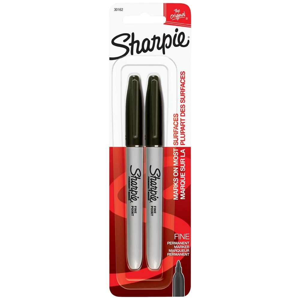 1 Sharpie Fine Permanent Markers Black 2 Pack, 1 of 8