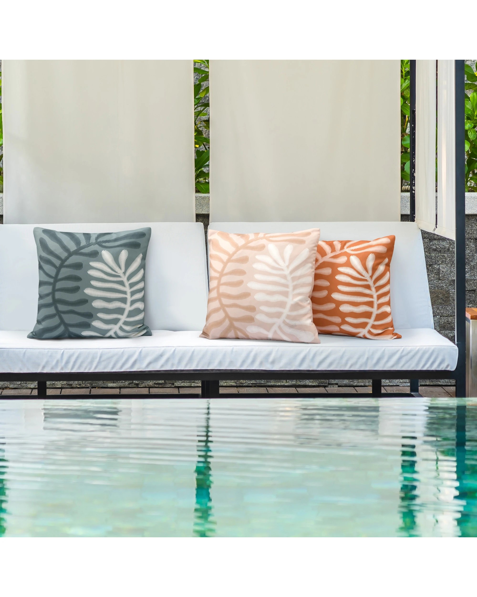 7 Vibes Fennel Printed Outdoor Cushion 50x50cm - Sage, 7 of 7