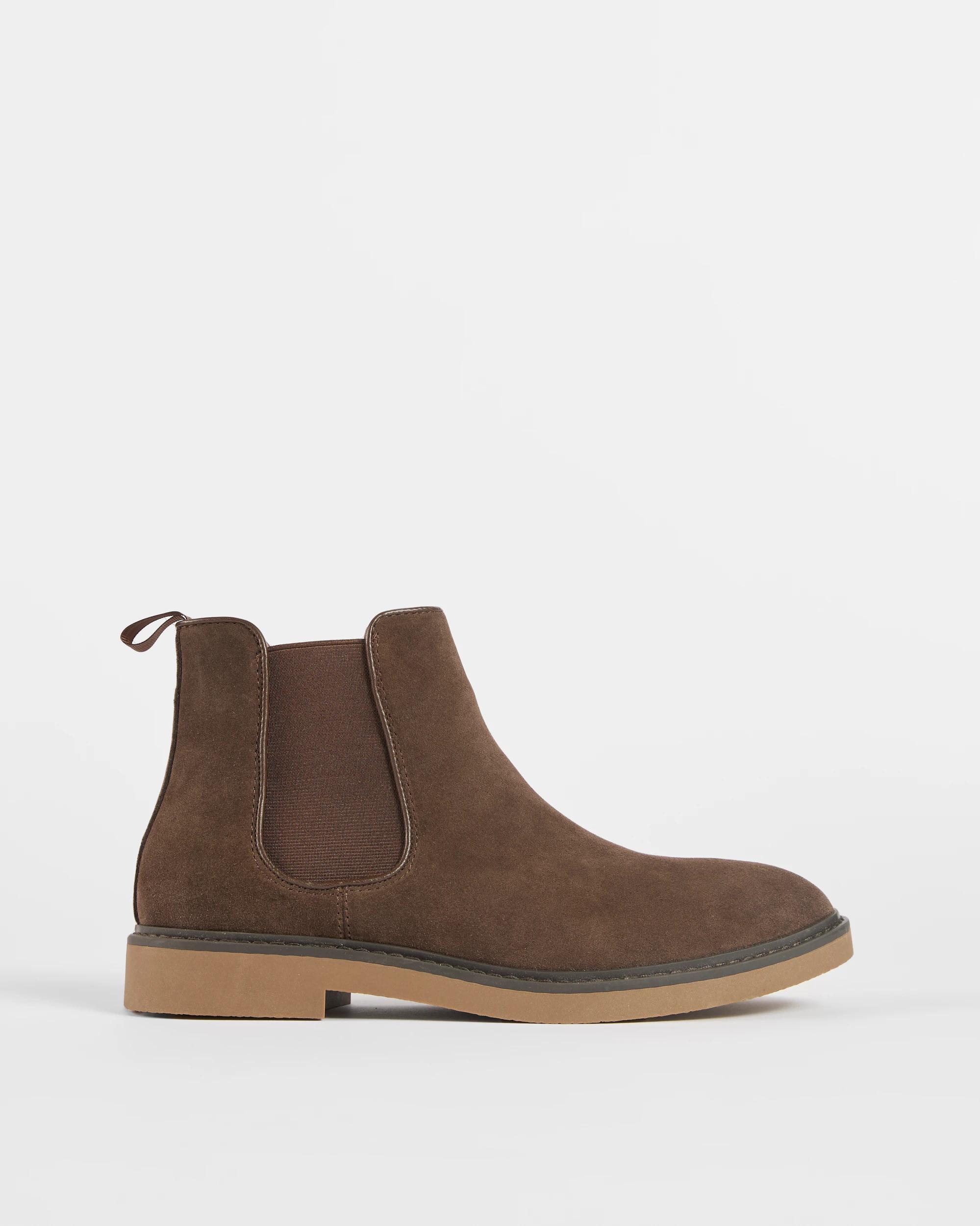 1 Target Man Genuine Suede Leather Chunky Chelsea Boots - Jason CHOCOLATE, 1 of 3