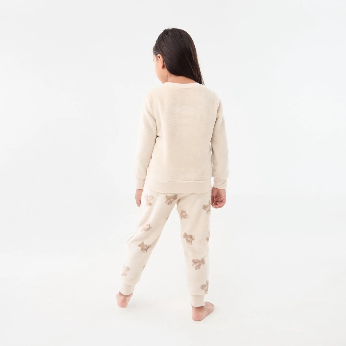 2 Family Matching Fluffy Pyjama Set Beige Bear, 2 of 8
