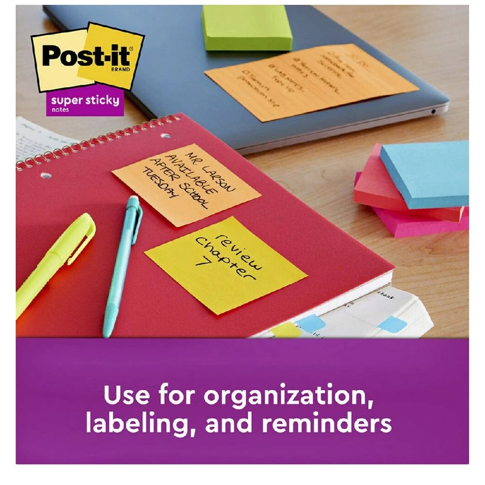 4 Post-it Super Sticky Notes 76 x 76mm Energy Boost 12 Pack, 4 of 10