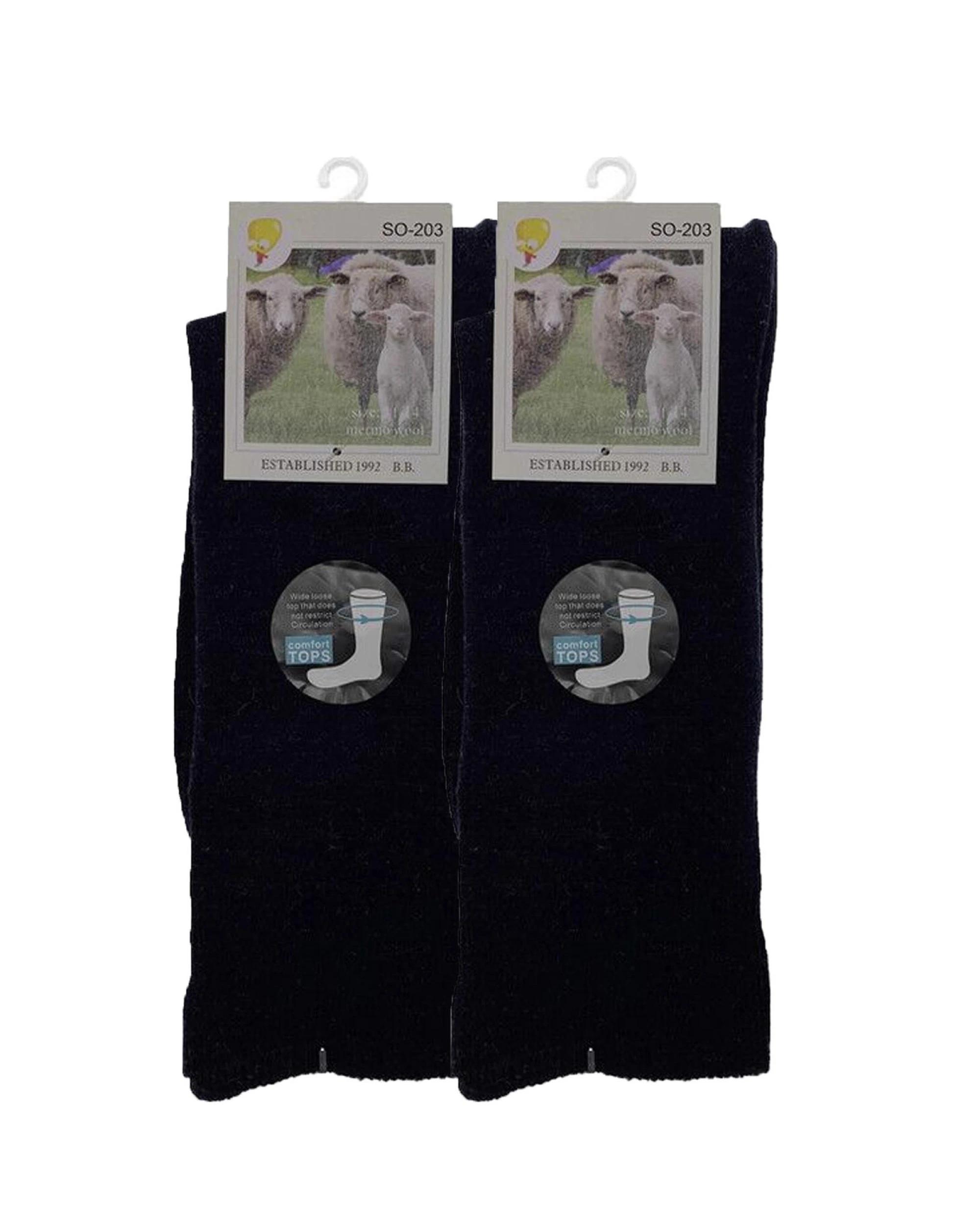 1 BR Home 2 Pairs Mens Merino Wool Thermal Diabetic Socks in Navy 2-8 , 1 of 1