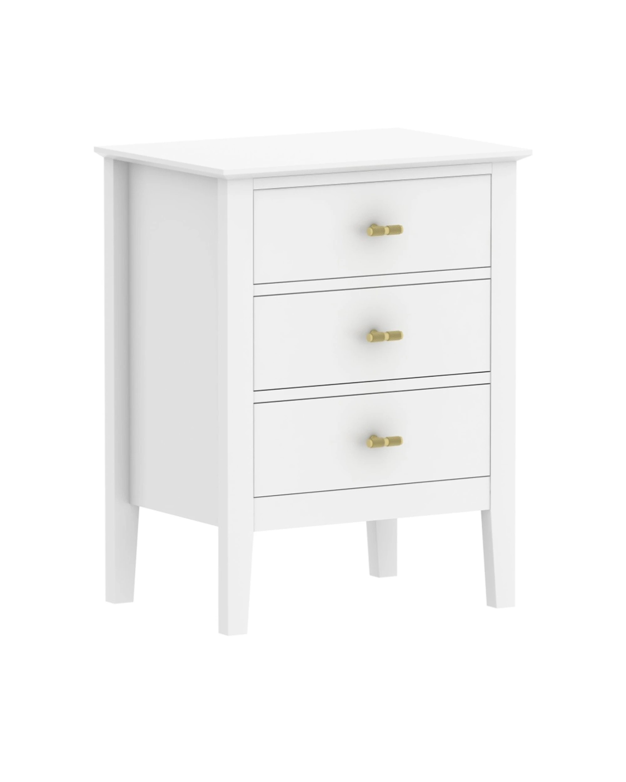 1 Alpine Bay Harper 3 Drawer Side Table Handles Classic Design 48x35x61.5cm - White, 1 of 6