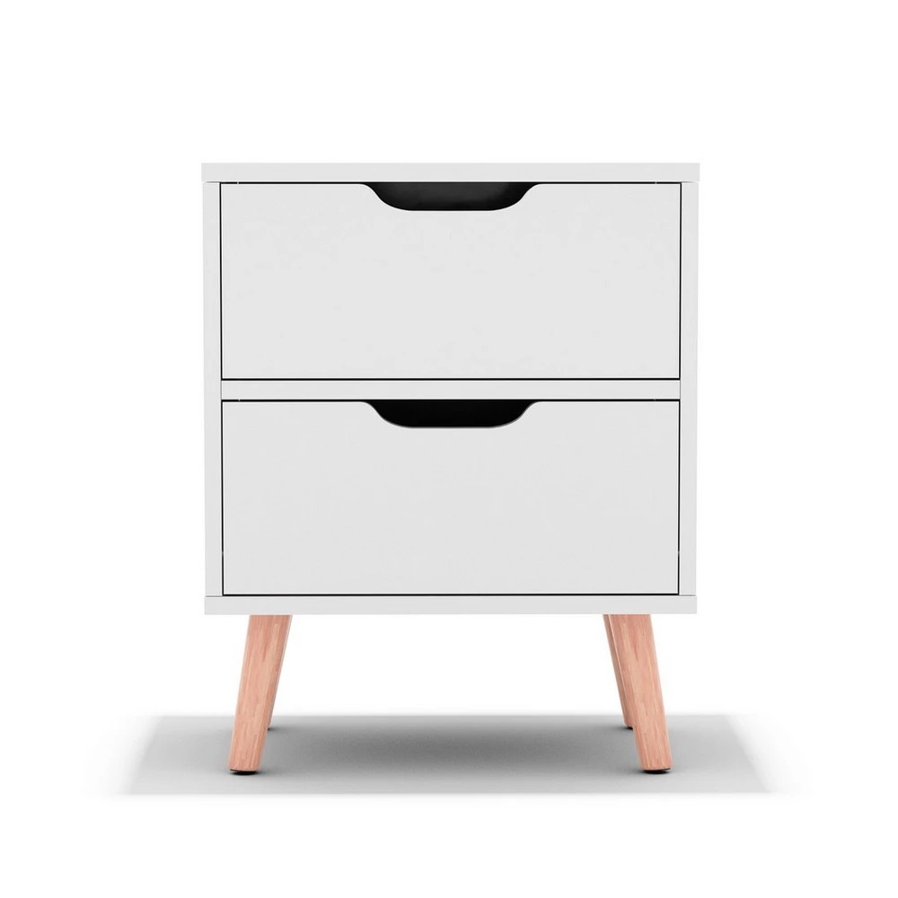 2 Artiss Bedside Table 2 Drawers - BODEN - White, 2 of 6