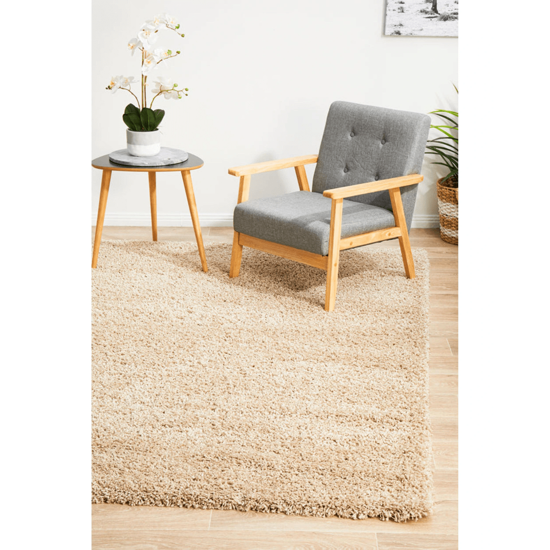 4 Rug Culture Laguna Linen Shag Rug — 40 mm Polypropylene, Beige, Power-Loomed (Made in Turkey) - Beige, 4 of 9