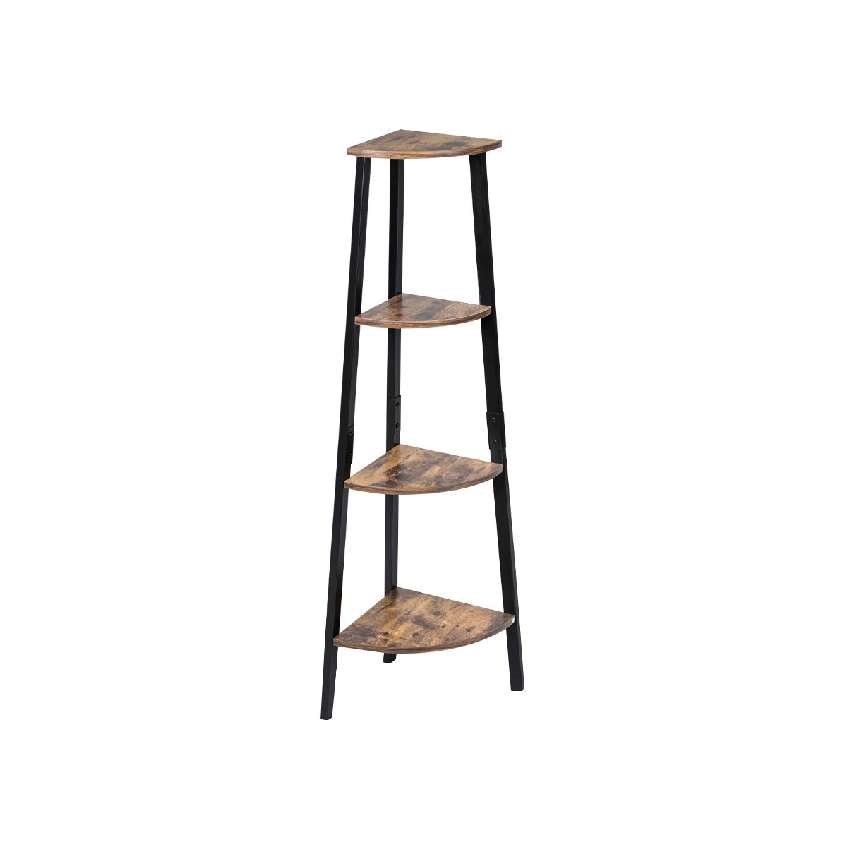 1 Costway 4-Tier Corner Bookcase Ladder Display Shelf Metal Frame - Brown, 1 of 4