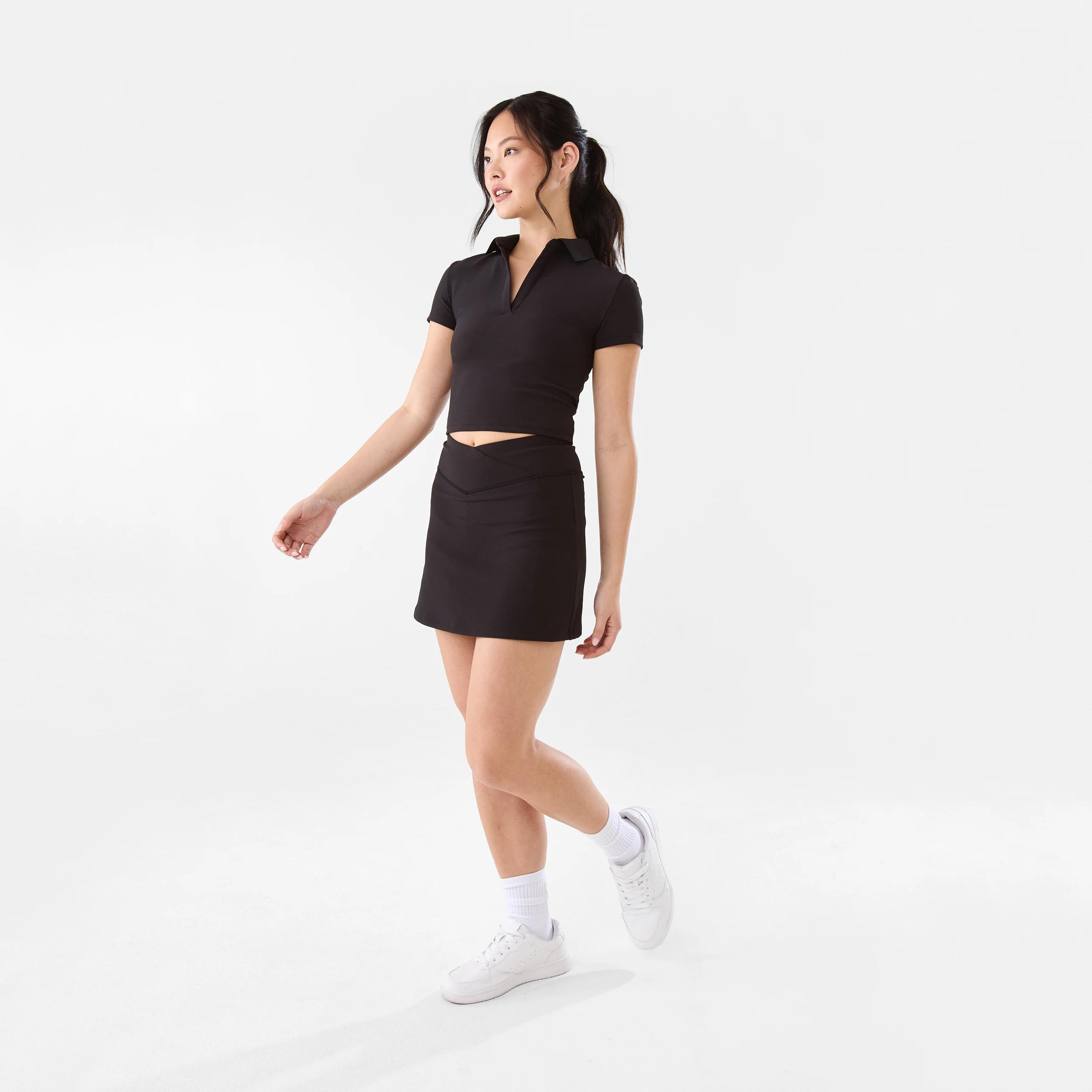 3 Active Womens Rib V-Skort Black, 3 of 7