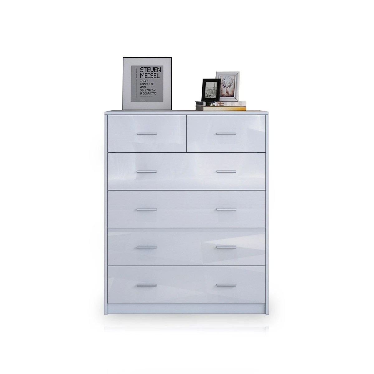 7 Ausway 6 Chest of Drawers Tallboy Dresser Table High Gloss Storage Cabinet, 7 of 7