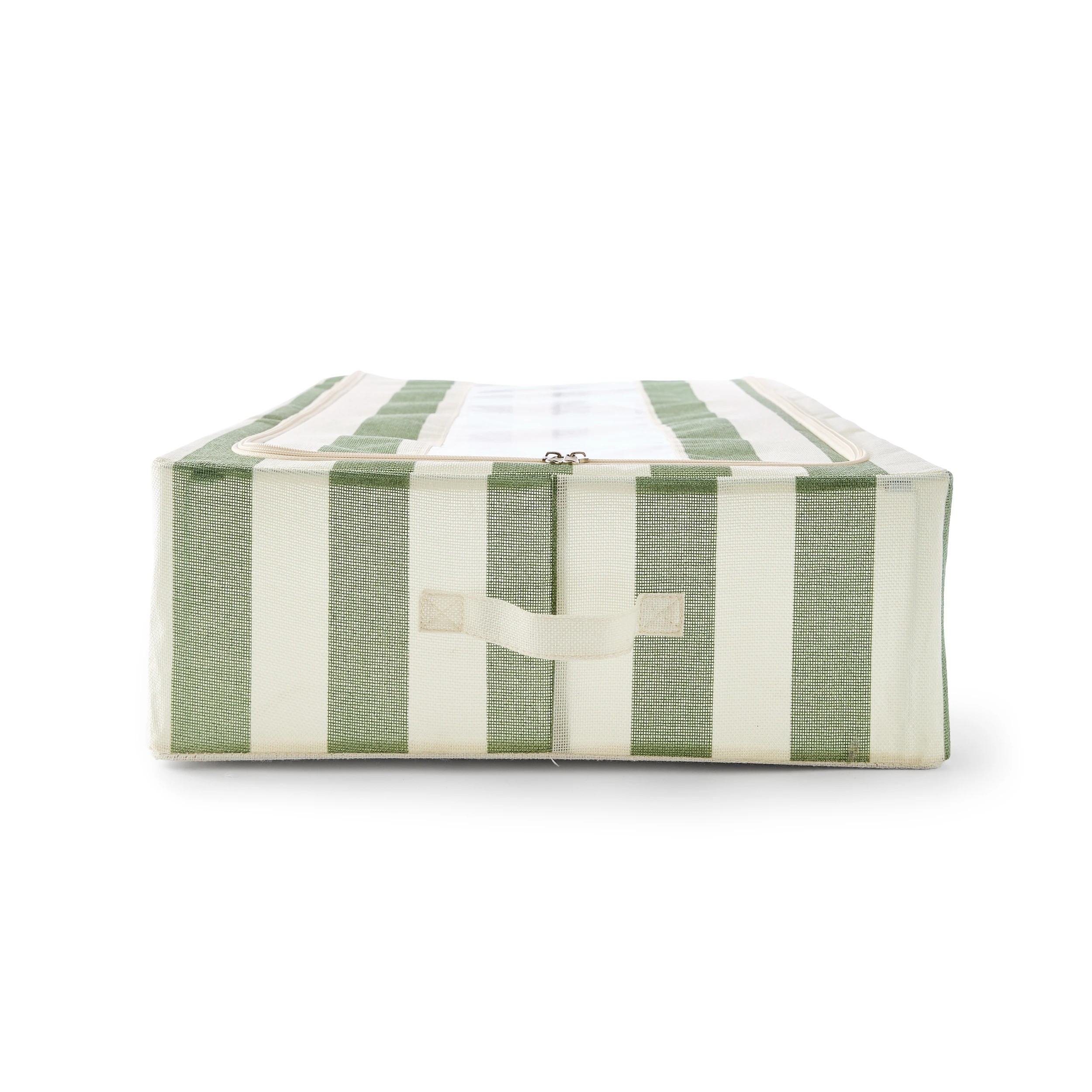 6 Linen Look Underbed Collapsible Box - Green Stripe, 6 of 8