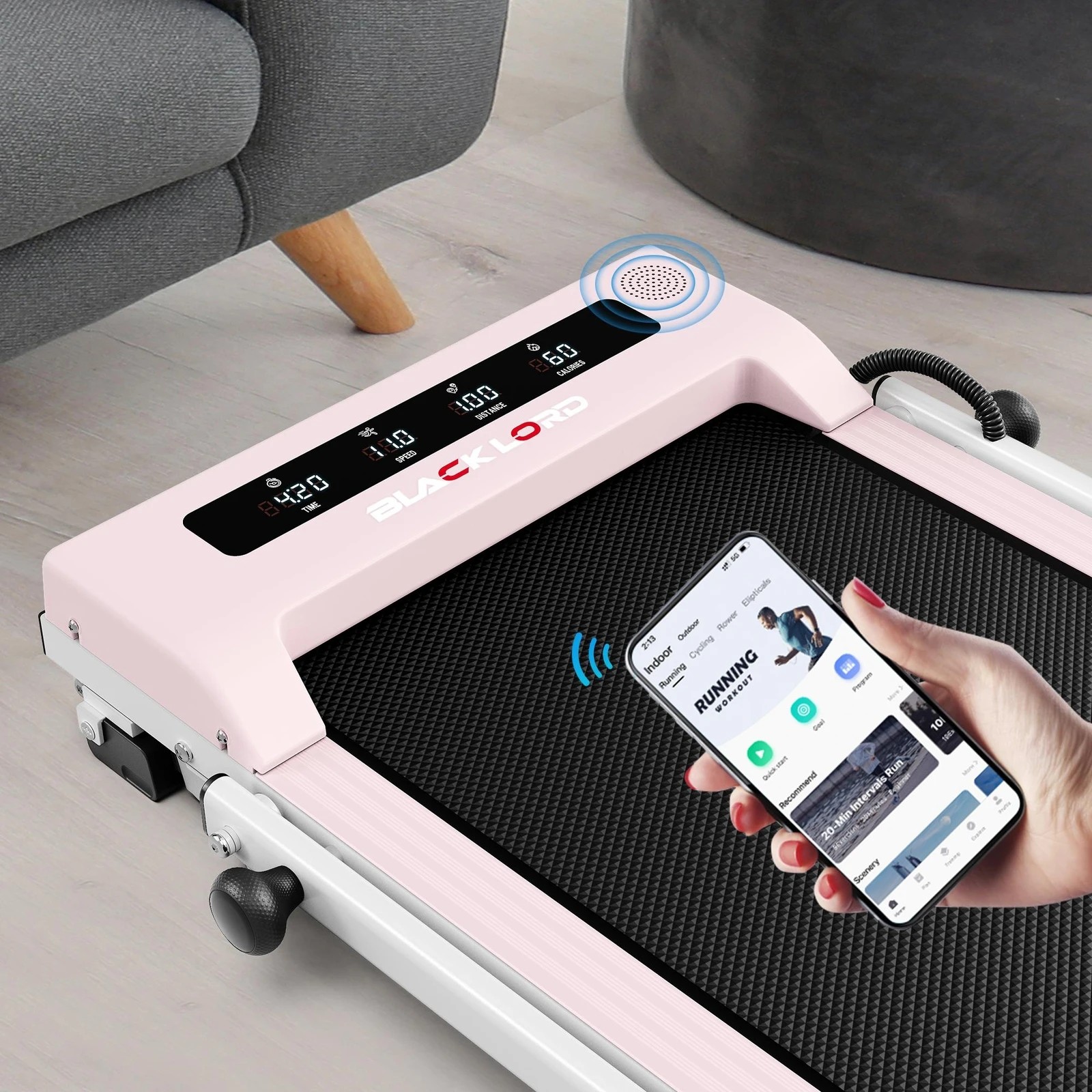 2 Black Lord Treadmill Electric Walking Pad Foldable Under Desk Home Gym 38cm Belt - Pink, 2 of 10