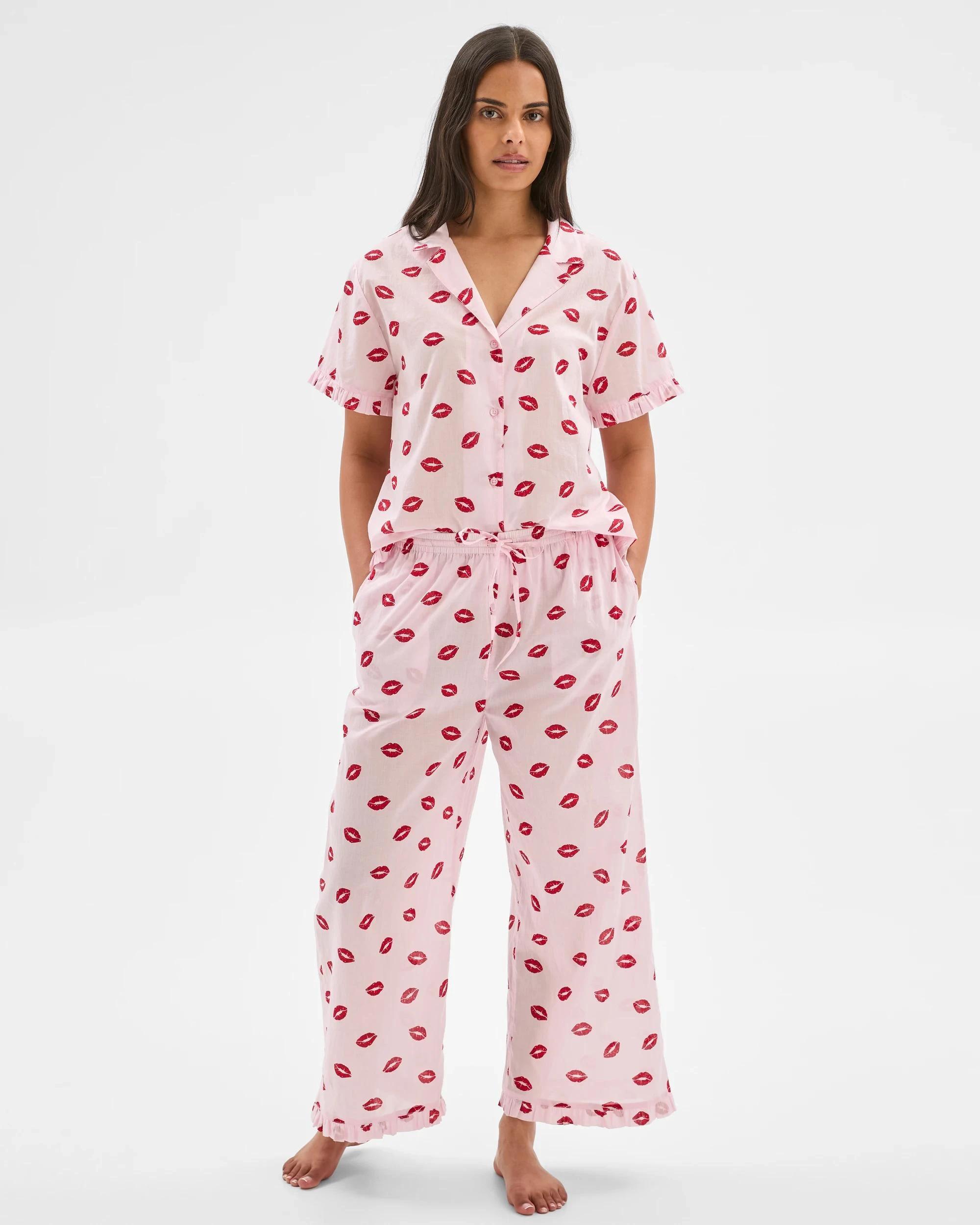 3 Target Woman Australian Cotton Voile Shirt and Pants Pyjama Set SET LIPS, 3 of 4
