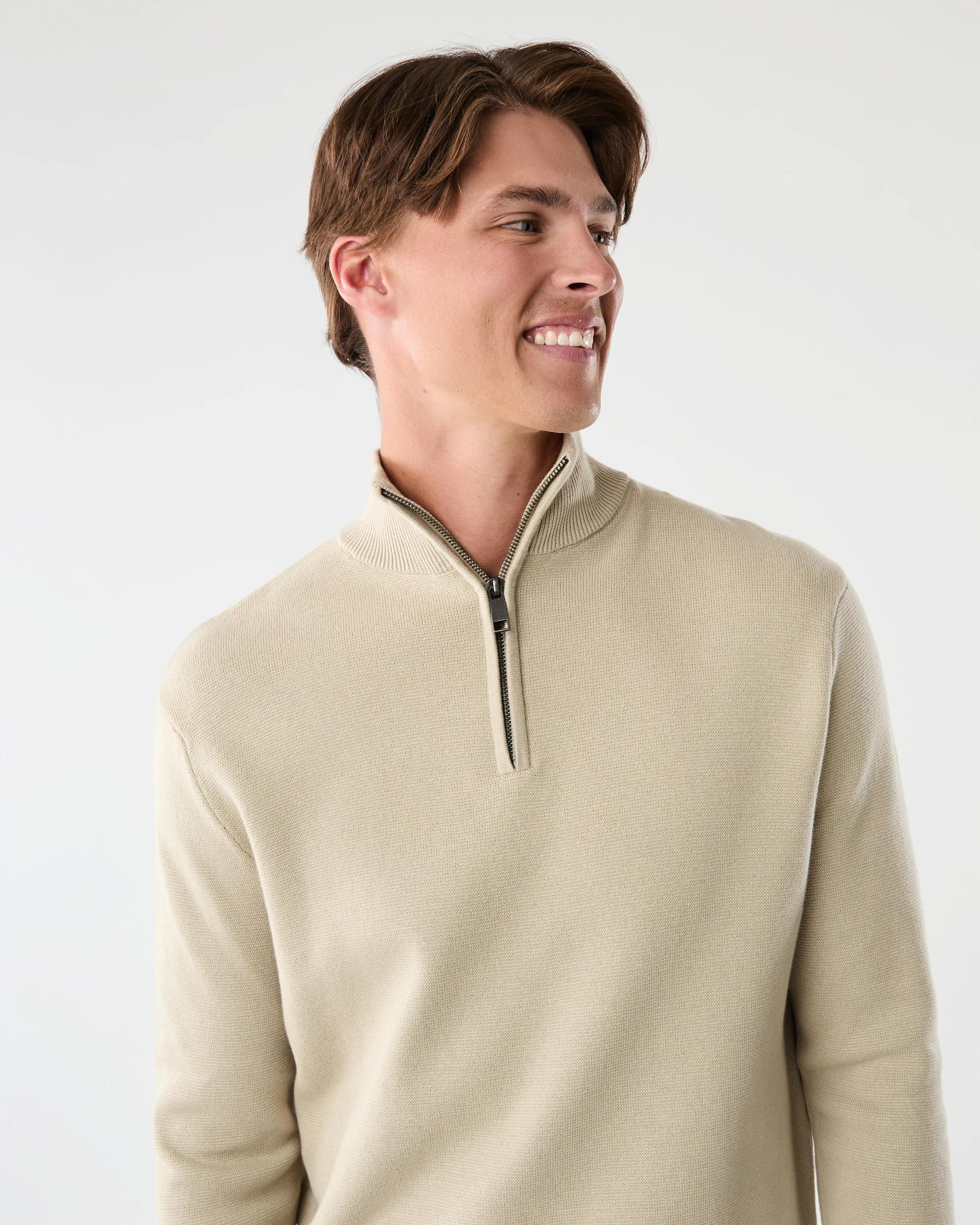 4 1/4 Zip Knit Jumper Bge Ntrl, 4 of 6