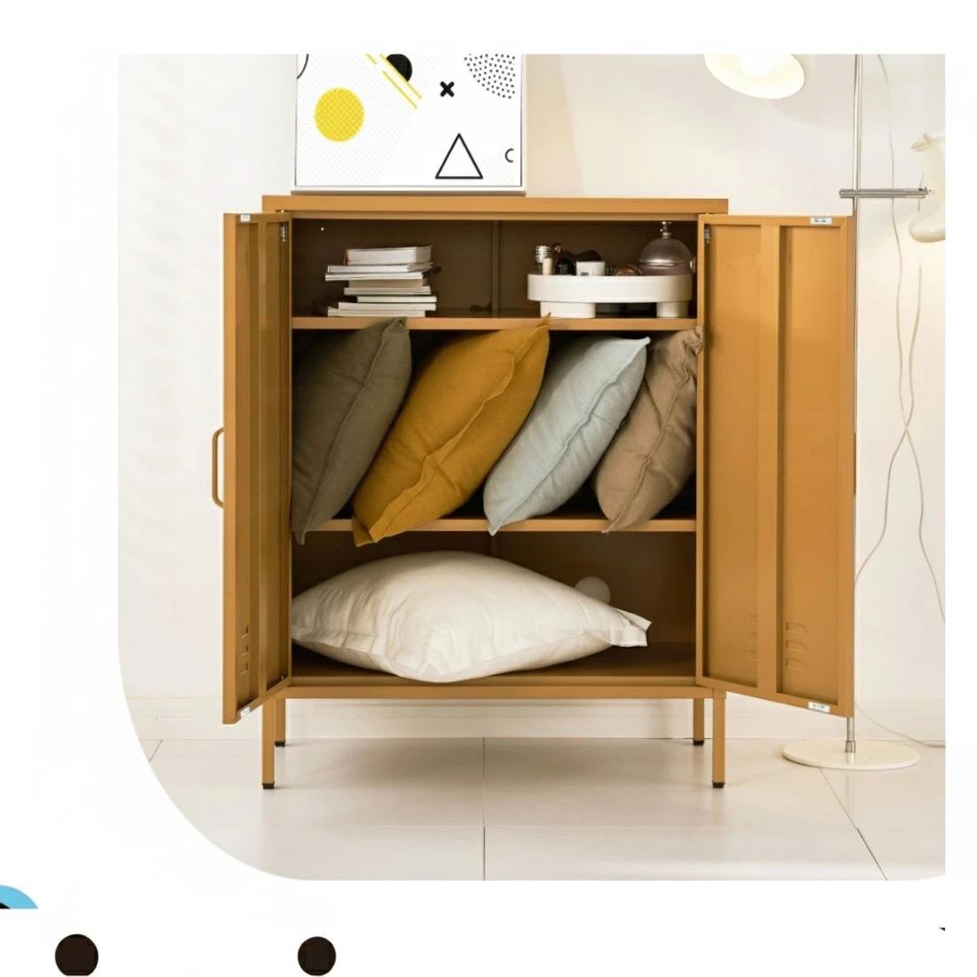 5 Artiss Buffet Sideboard Metal Cabinet - SWEETHEART Yellow - Yellow, 5 of 7