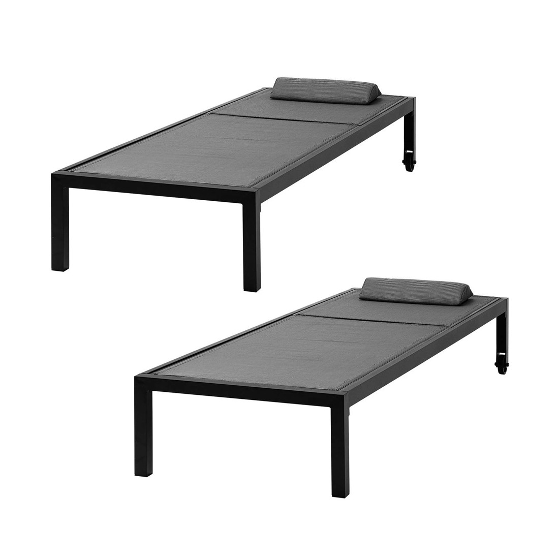 3 Livsip 2x Outdoor Sun Lounger Aluminium Day Bed
 - Black, 3 of 8