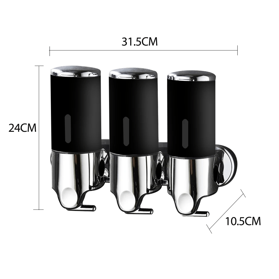 3 Traderight 3 Bottles Bathroom Soap Dispenser - Black, 3 of 7