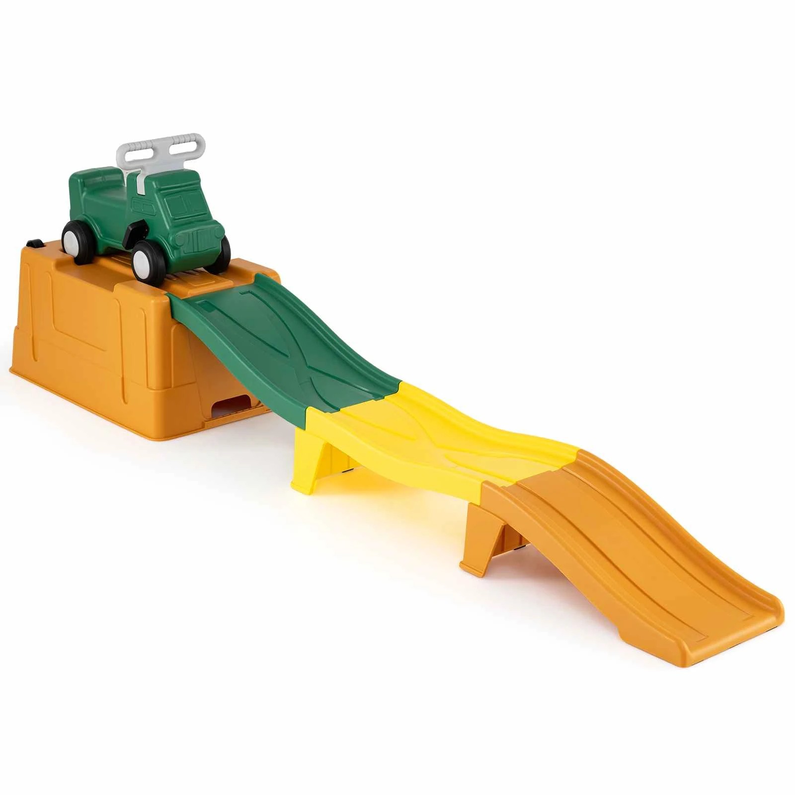 1 Costway Up & Down Roller Coaster Expandable Kids Ride on Toy Push Car - Green, 1 of 2