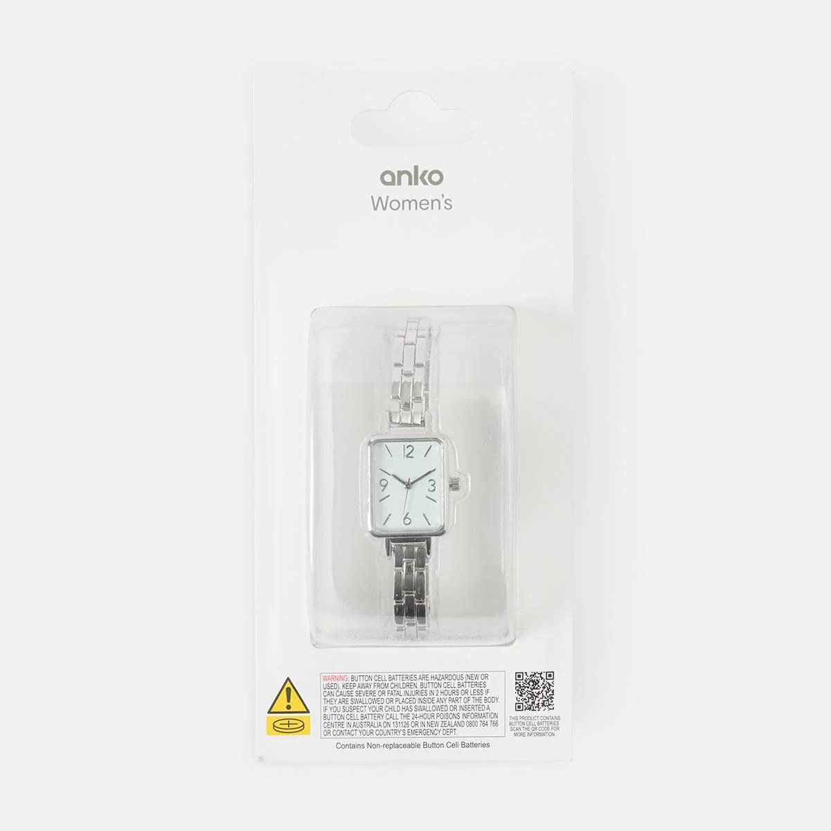 5 Metal Rectangle Watch - Silver Tone Silver, 5 of 6
