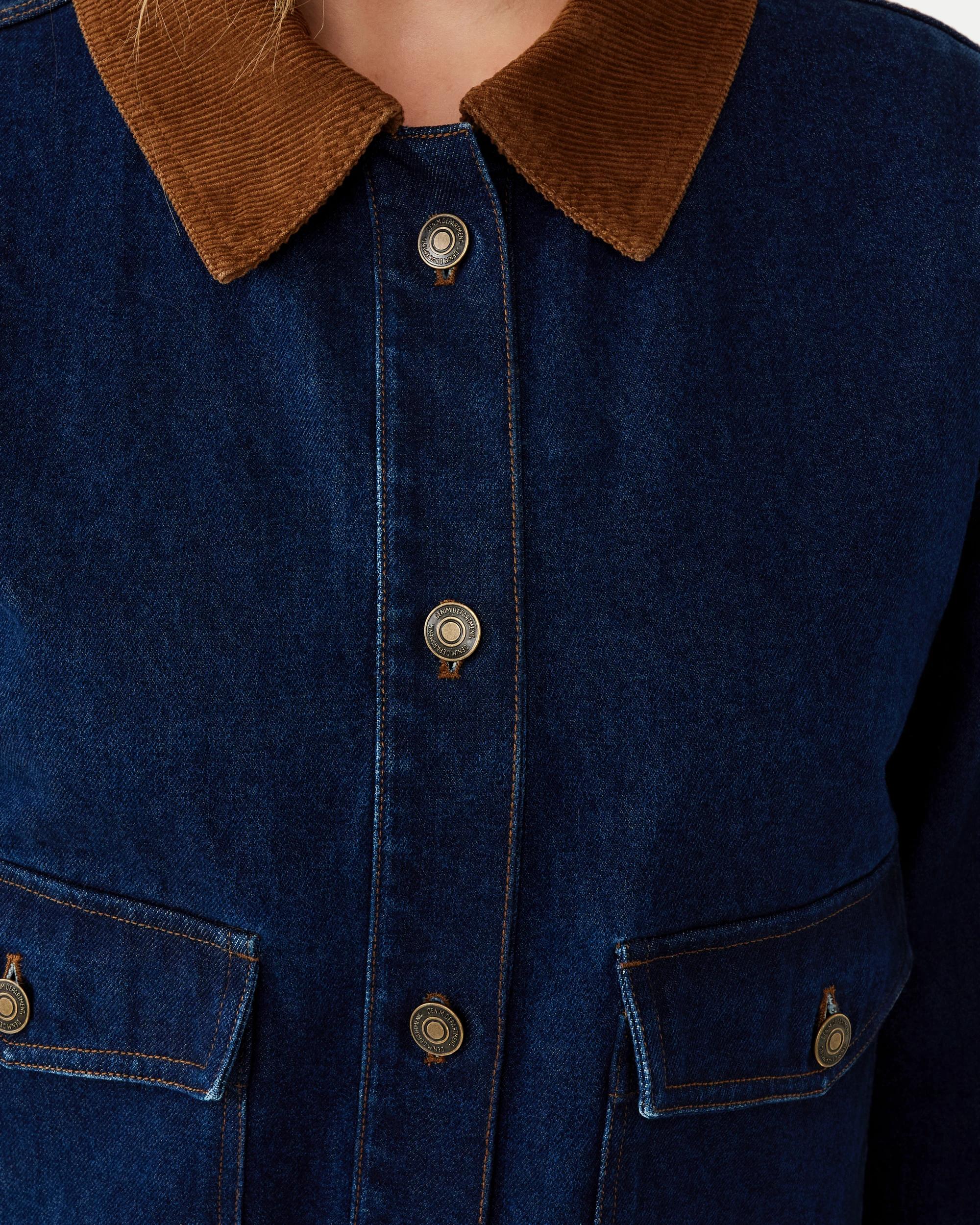 8 Corduroy Collar Denim Jacket Dark Denim, 8 of 10