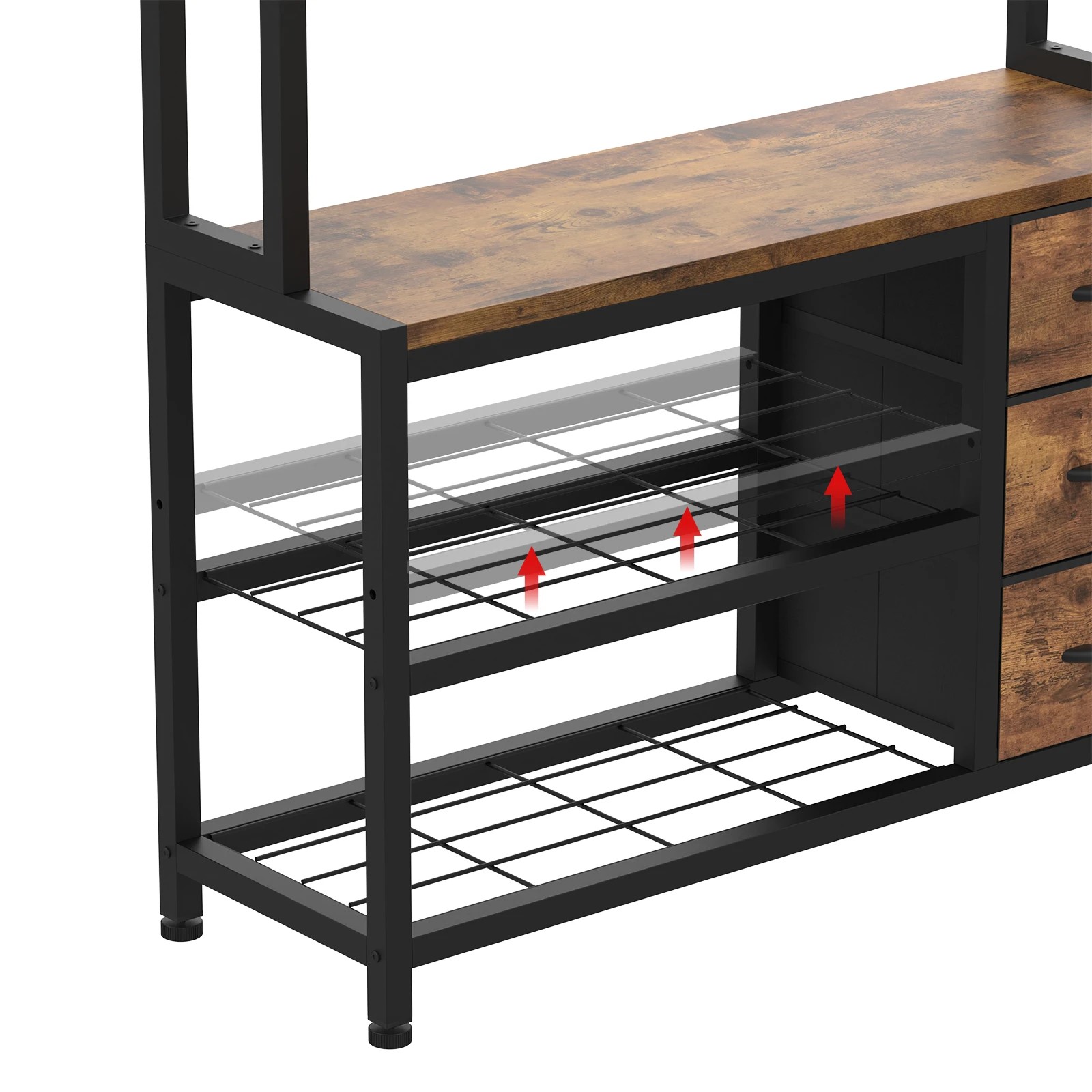 6 Advwin Entryway Coat Rack with Storage Bench 2-Tier Shoe Rack - Brown, 6 of 9