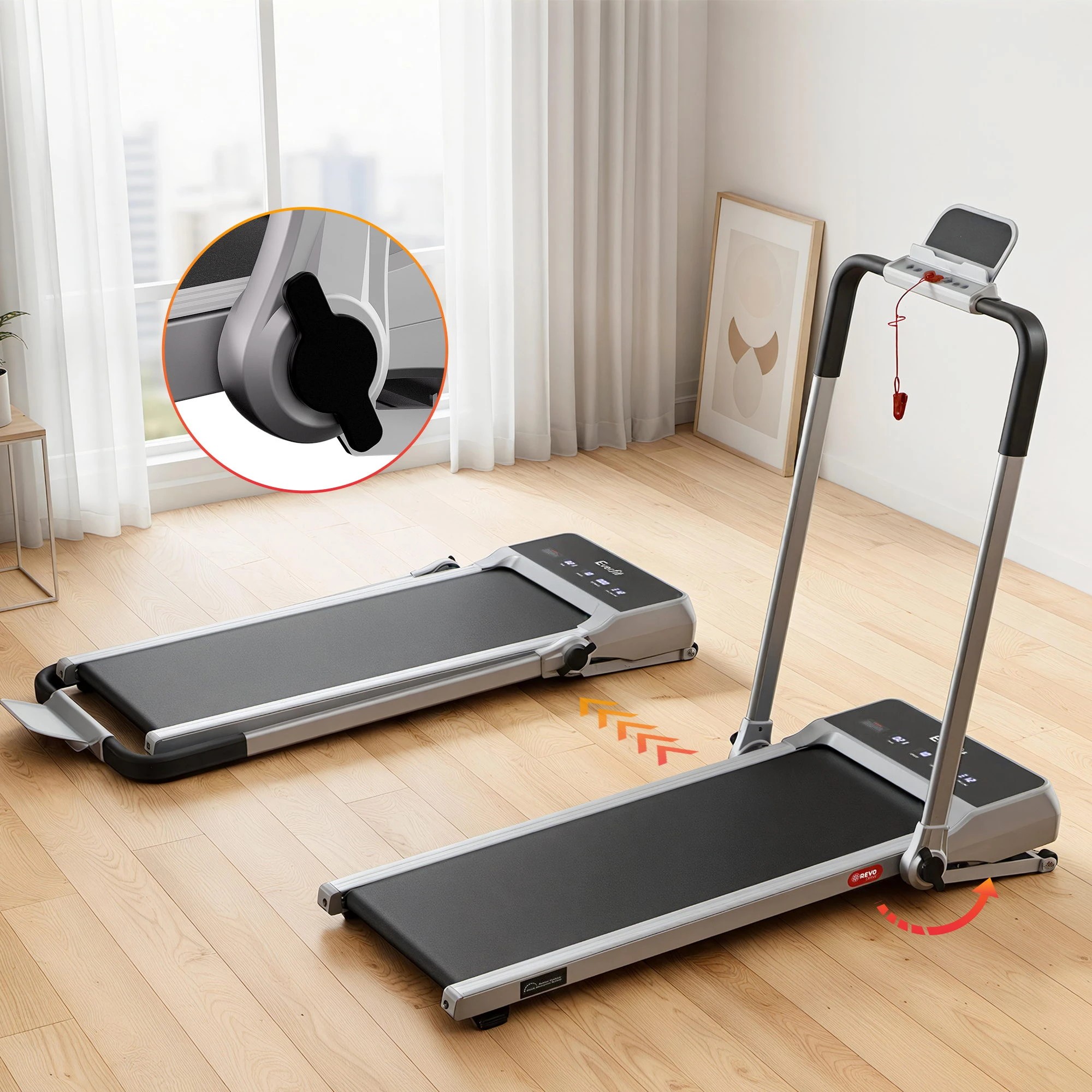 6 Everfit 3 in 1 Walking Pad Treadmill 20% Auto Incline Under Desk Foldable for Home With 40cm Belt - Silver, 6 of 10
