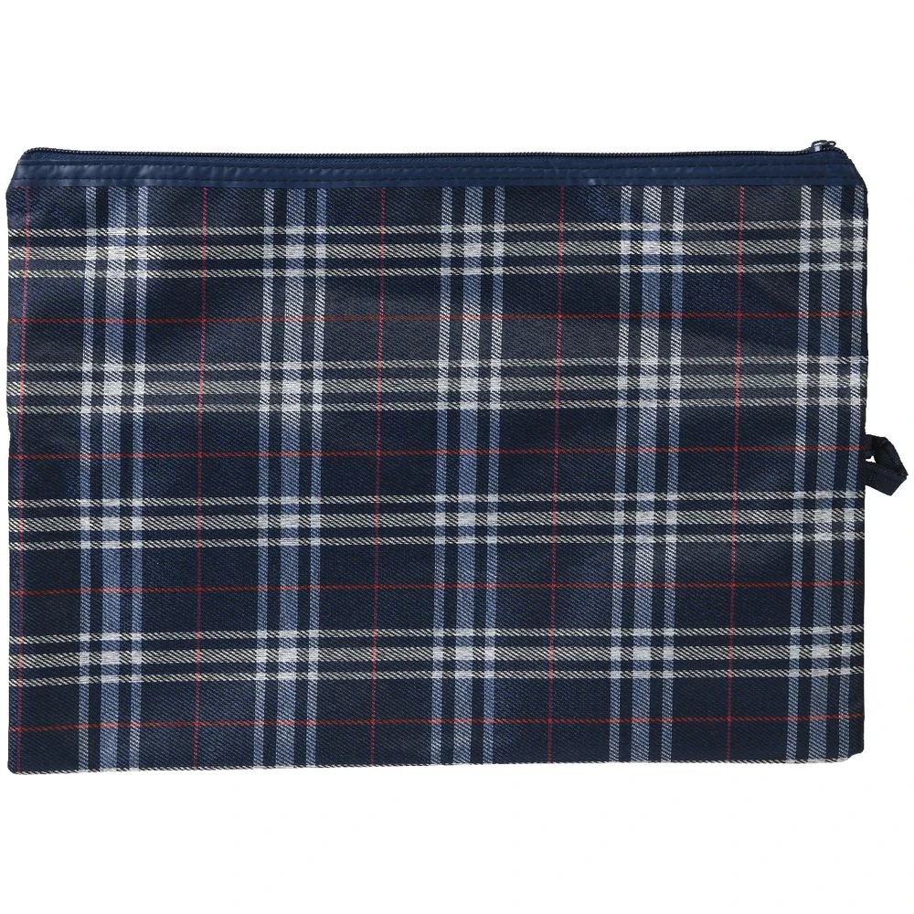 3 Studymate Twin Zip Pencil Case Blue Large Tartan, 3 of 4