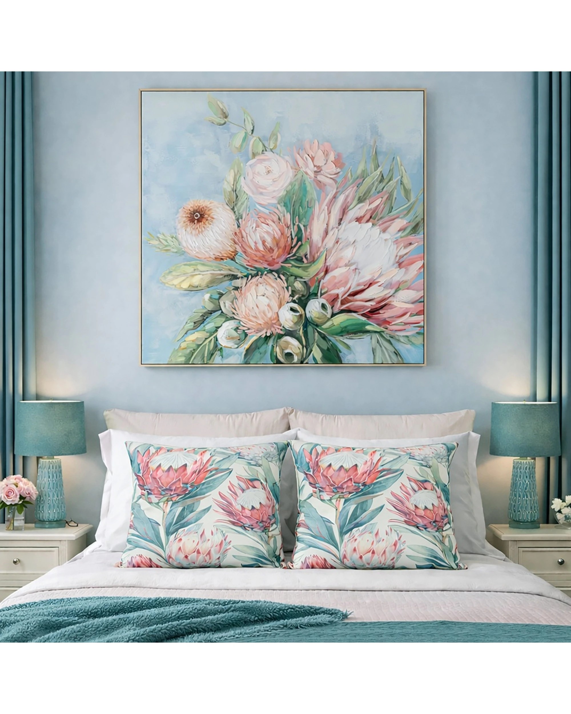 4 Urban Style Cushion Floral Throw Pillow Bold Protea Print 45x45cm - Multi, 4 of 8