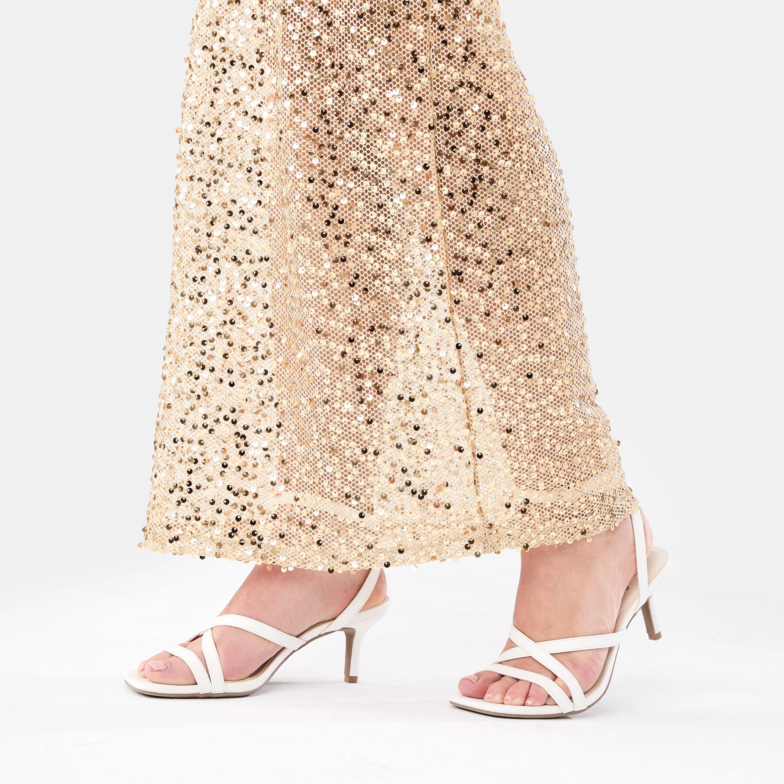 6 Sequin Maxi Skirt Soft Gold, 6 of 8