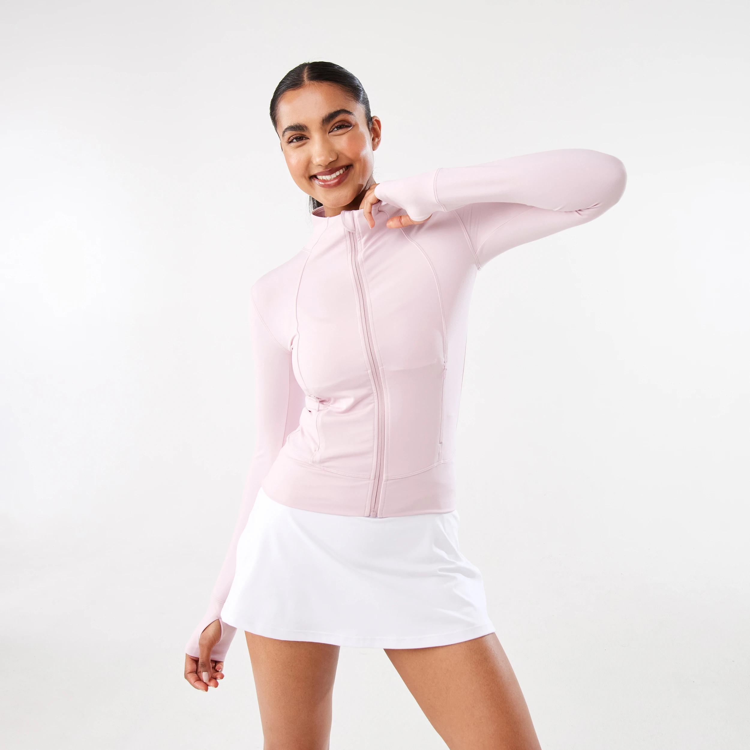 2 Active Womens Long Sleeve Ultrasoft Jacket AURA PINK, 2 of 7