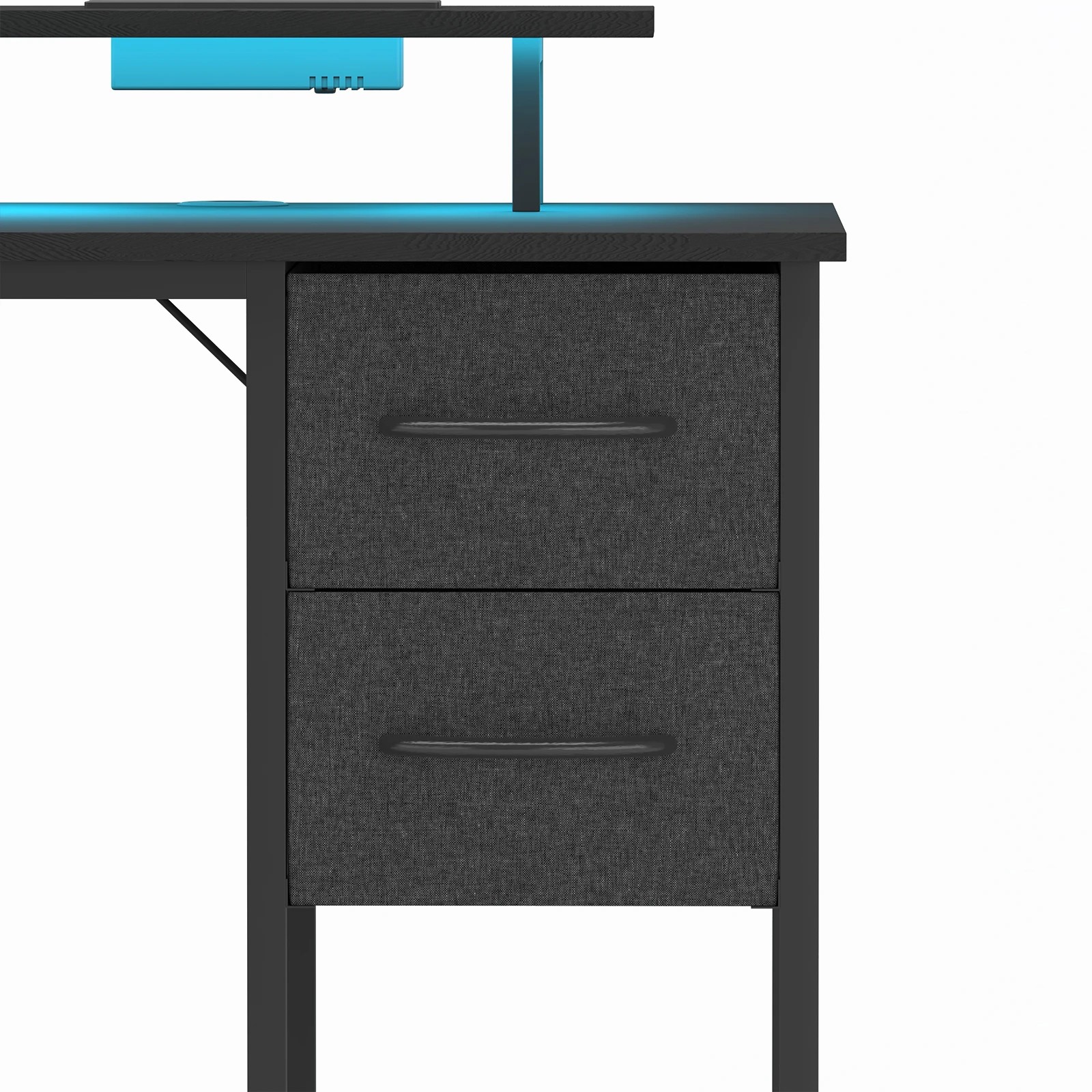 8 Advwin 120cm Computer Desk With Led Lights Power Outlets Gaming Desk Black, 8 of 10