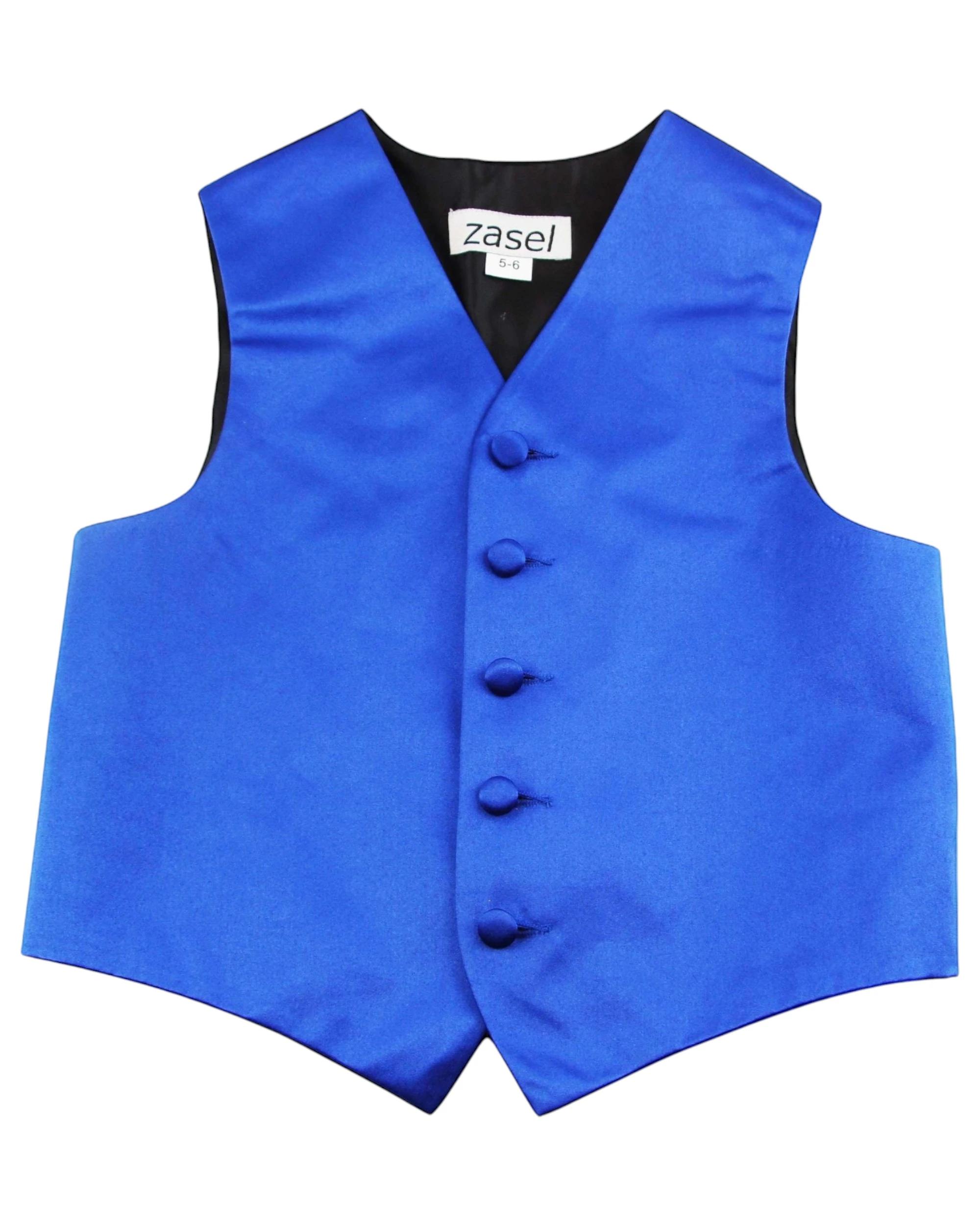 1 Zasel Boys Junior Vest Adjustable Waistcoat ROYAL BLUE, 1 of 3