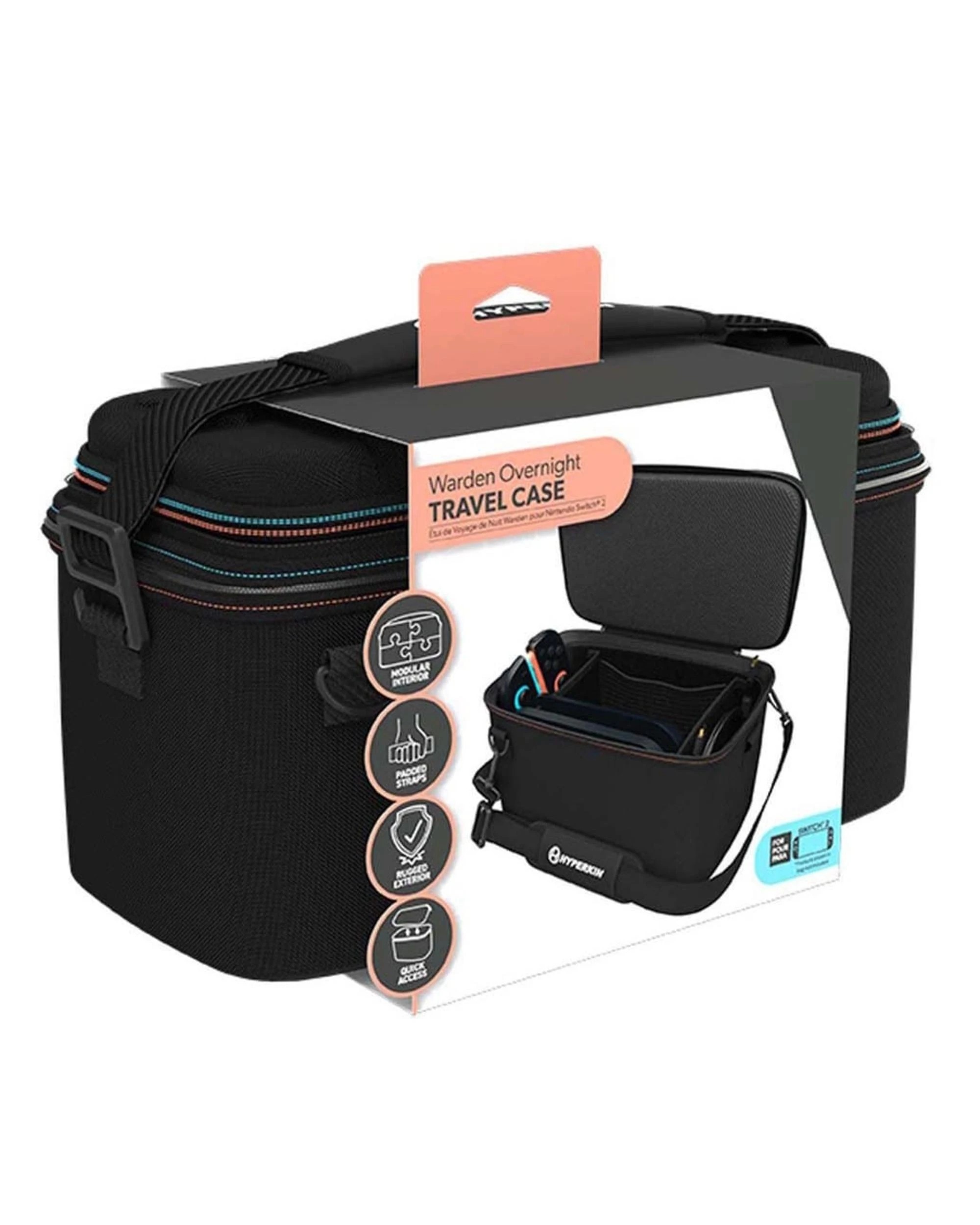 1 Hyperkin Warden Overnight Travel Case for Nintendo Switch 2 - Black, 1 of 7