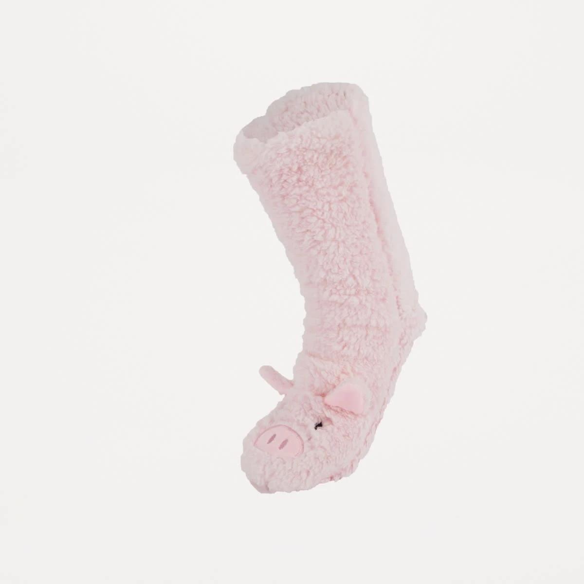 1 Novelty Sherpa Home Socks Piggy Sock, 1 of 3