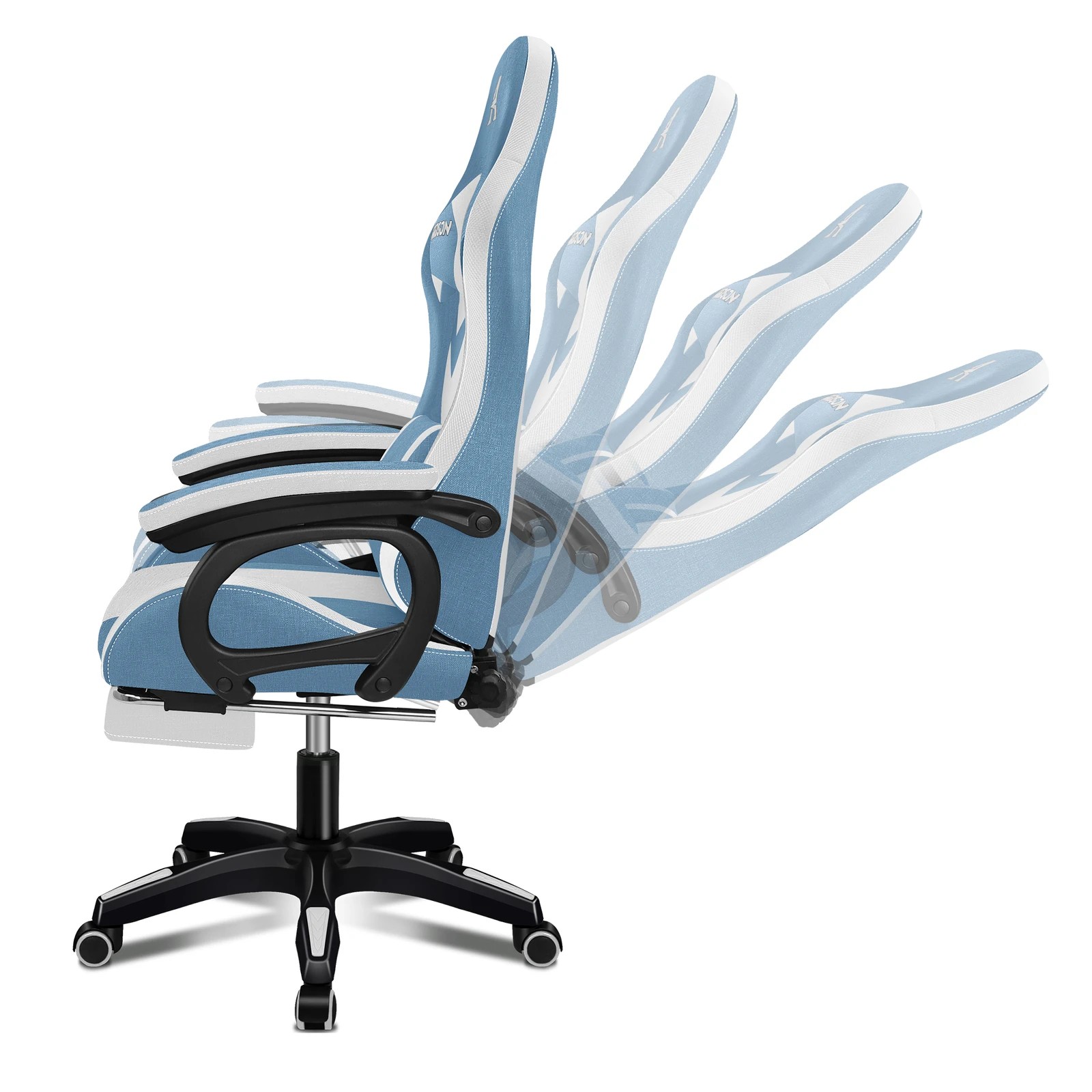 5 Alfordson Gaming Chair Office 12 RGB LED Massage Computer Fabric Seat - Blue White, 5 of 10