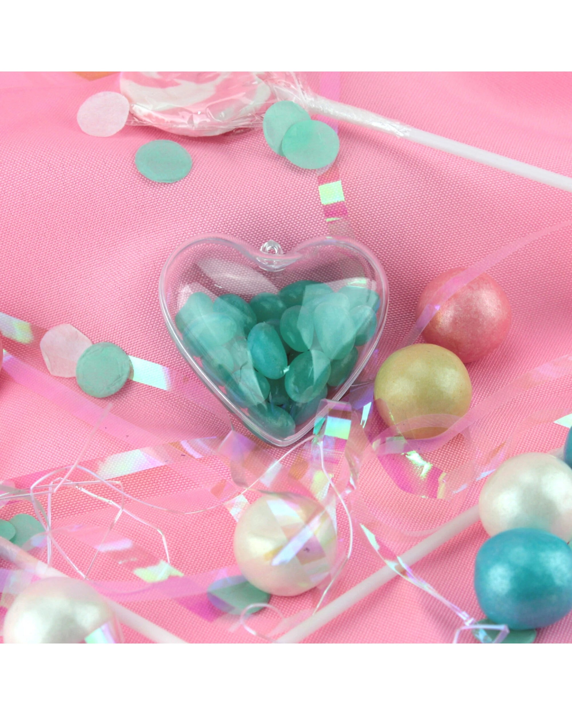 2 Party Maker Clear Plastic Fillable Heart 6cm, 2 of 5