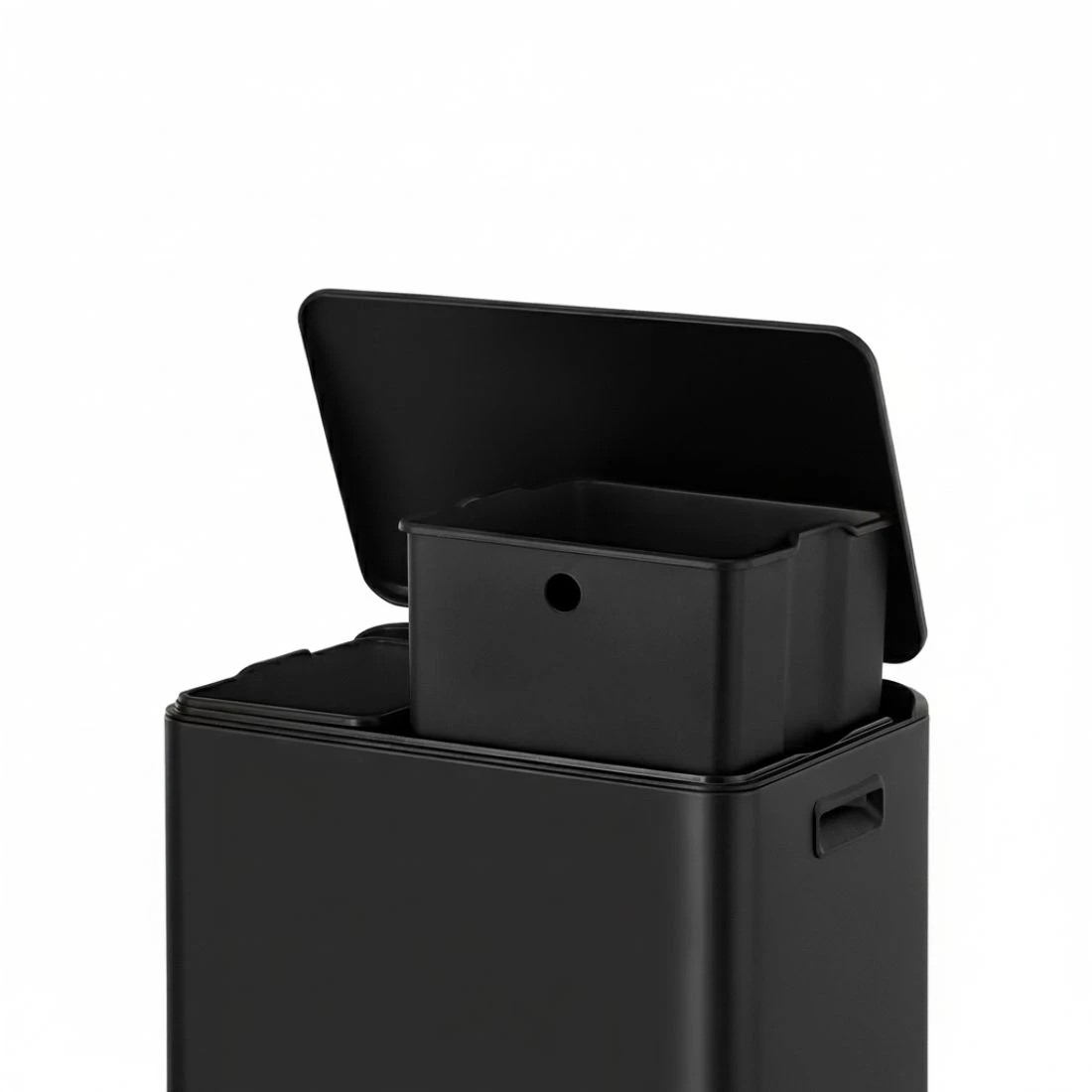 2 Cefito Pedal Bins Rubbish Bin Dual Compartment Waste Recycle Dustbins 40L - Black, 2 of 4