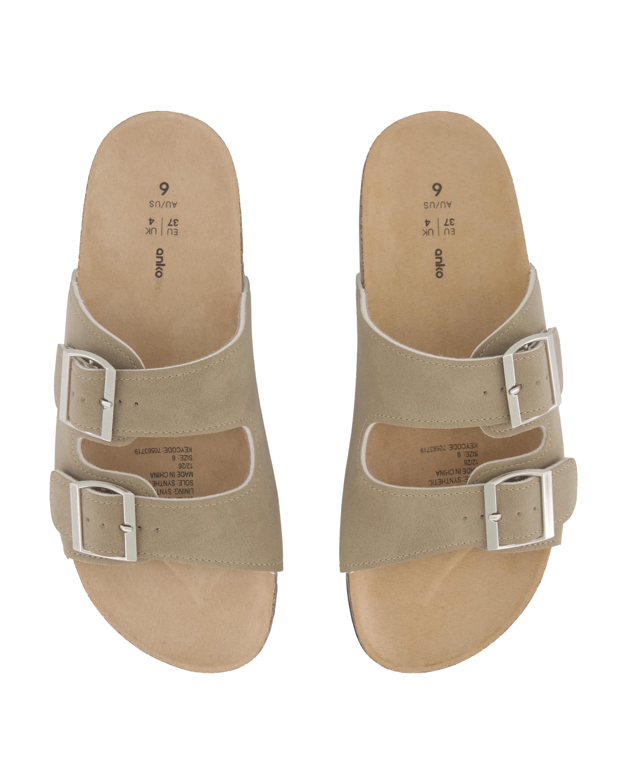 3 Double Buckle Footbed Slides OAT BEIGE, 3 of 3