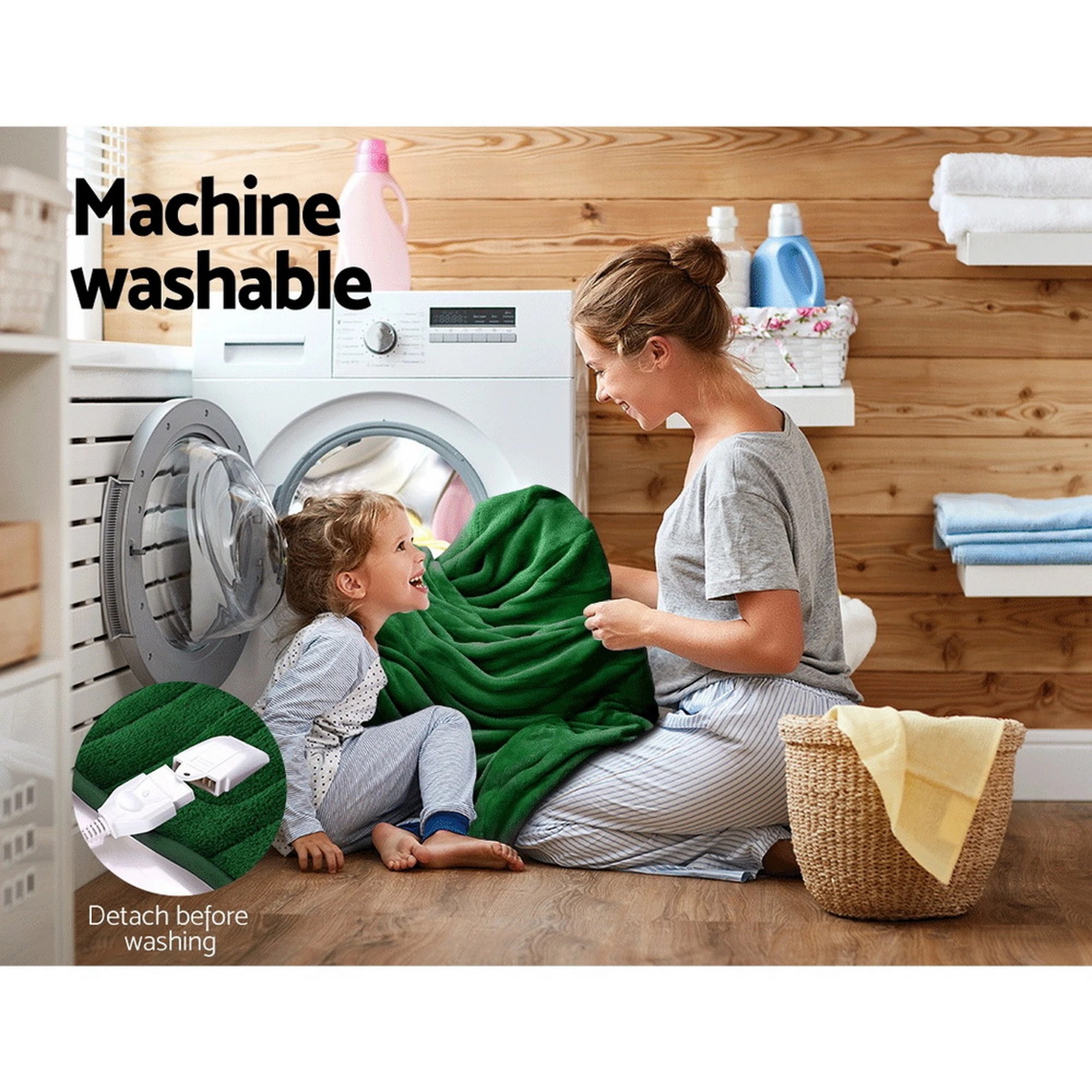 8 Giselle Electric Throw Rug Heated Blanket Fleece Green - Green, 8 of 10