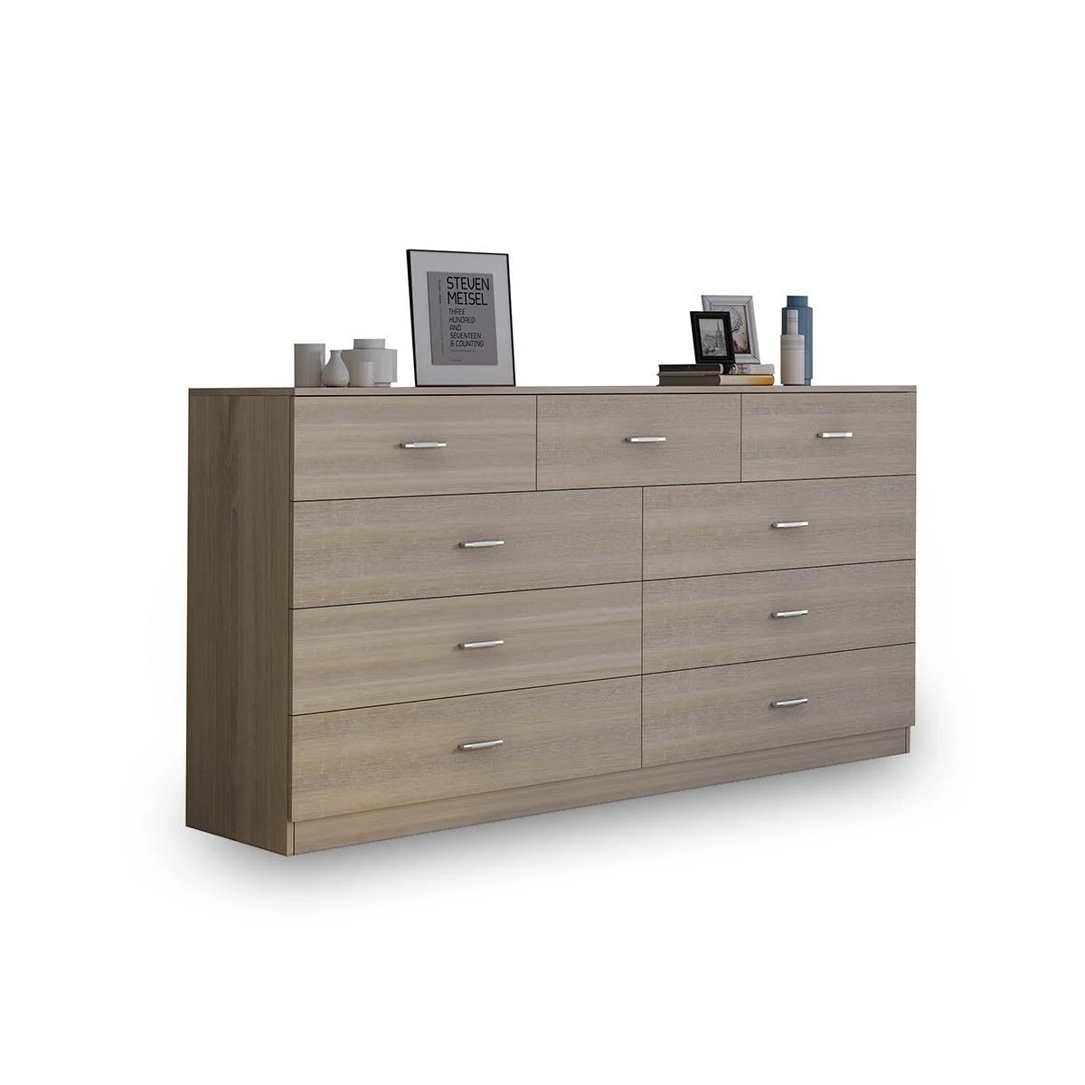 4 Ausway 9 Chest of Drawers Cabinet Sideboard Dresser Bedroom Storage Units Oak, 4 of 7