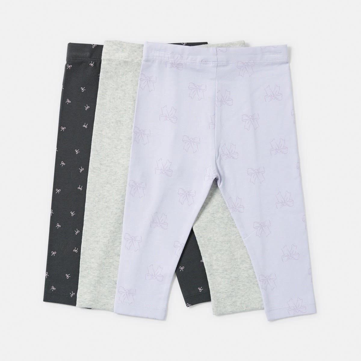 2 3 Pack Print Leggings PURPLE BOWS, 2 of 8