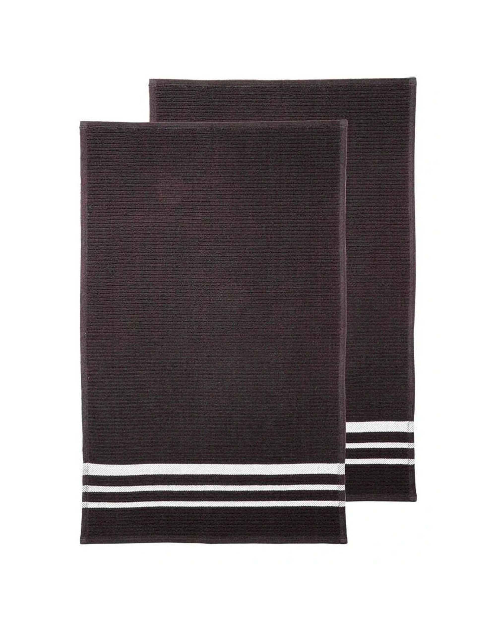 1 Ladelle Terry 2pc Kitchen Towel Set Cotton Soft Absorbent With Stripes - Grey, 1 of 1